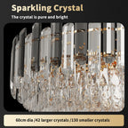 Lampadario da soffitto in cristallo brillante a strati rotondi con lampada a sospensione a 3 colori