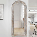 Specchio da terra a figura intera in legno anticato ad arco rustico Dovelina