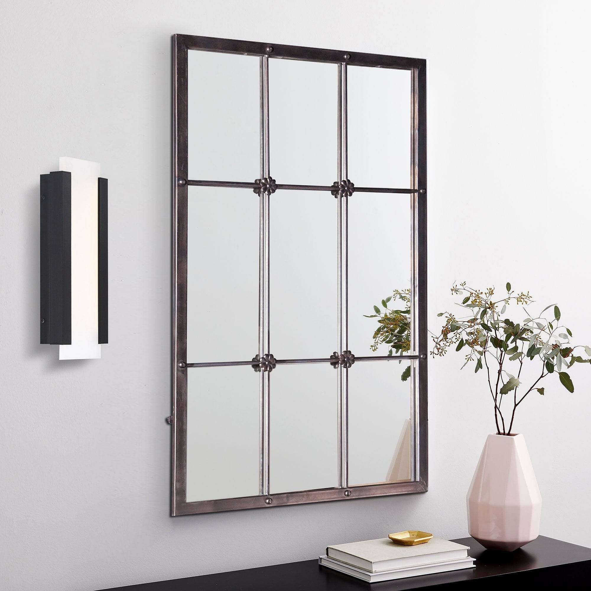 Specchio da parete con cornice in metallo marrone rustico - 37,75 A x 23,8 L x 1 P
