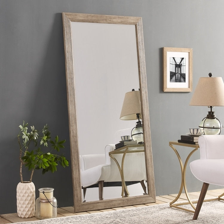 Specchio da terra rustico a figura intera - Specchio a figura intera rettangolare con cornice in legno 66 x 32 per soggiorno, camera da letto