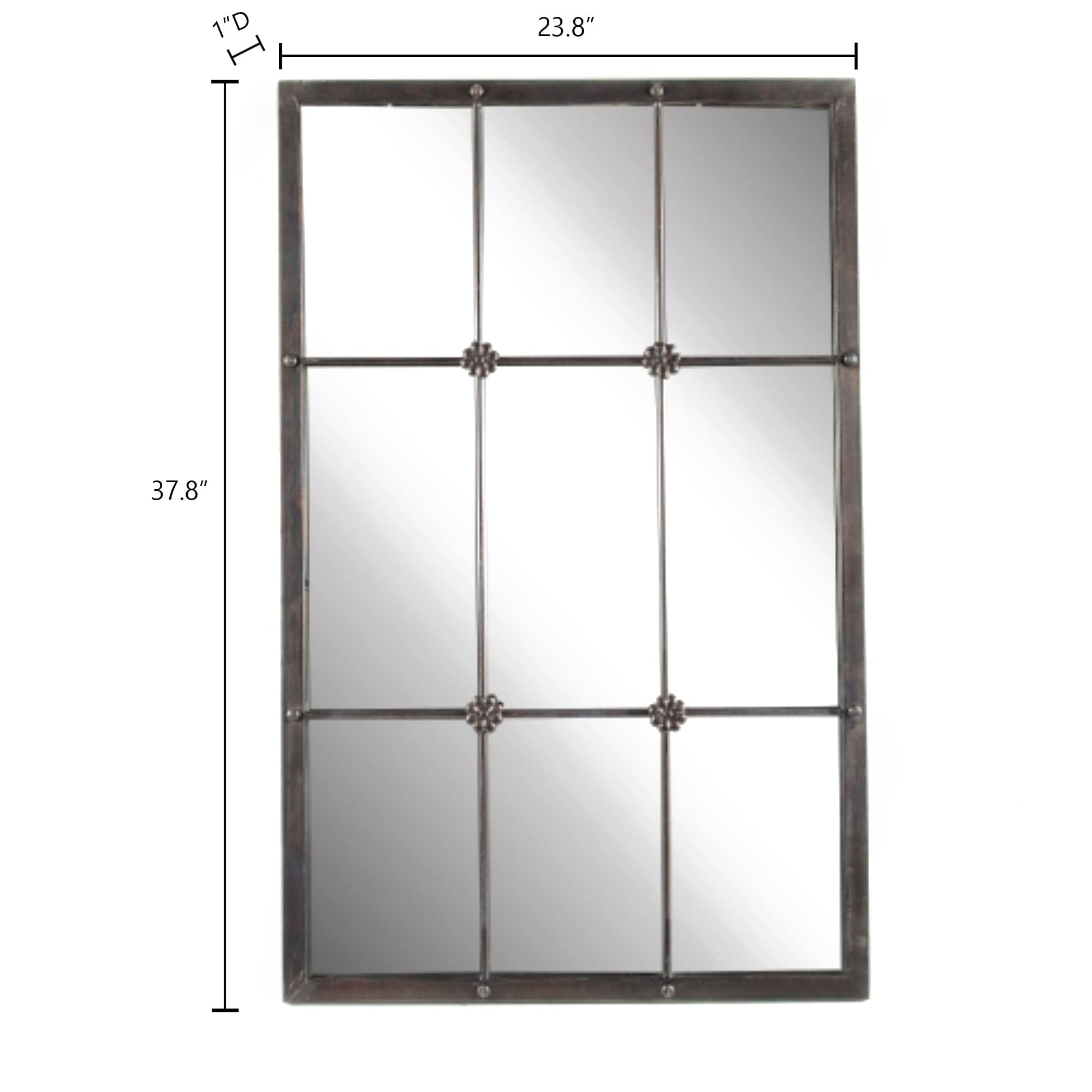 Specchio da parete con cornice in metallo marrone rustico - 37,75 A x 23,8 L x 1 P