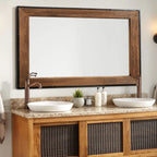 Specchio da parete rustico con cornice in legno naturale e ferro