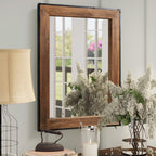 Specchio da parete rustico con cornice in legno naturale e ferro