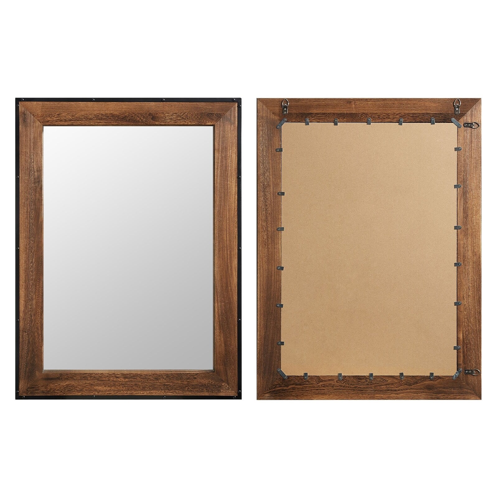 Specchio da parete rustico con cornice in legno naturale e ferro