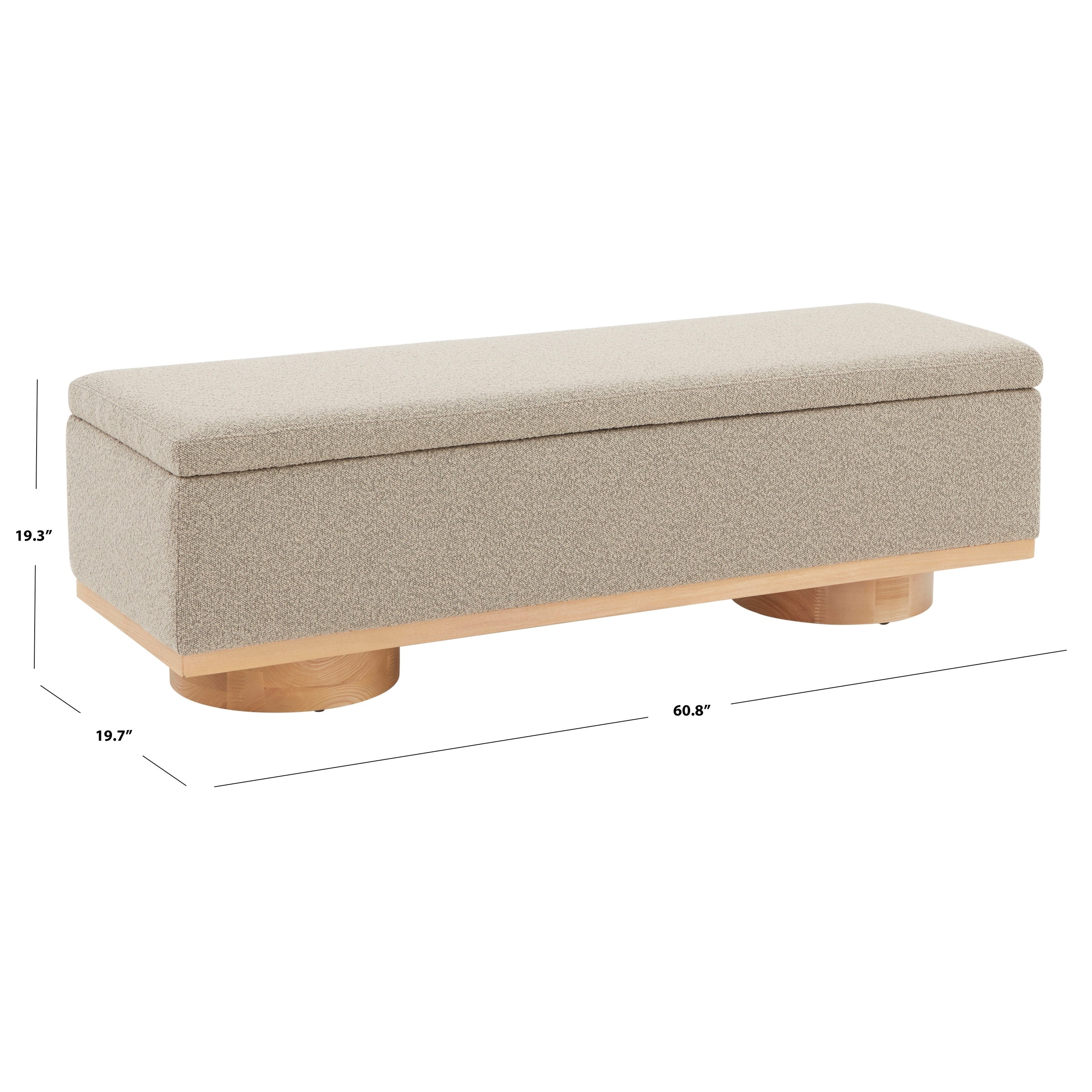 Panca portaoggetti SAFAVIEH Couture Sunneva Boucle - 61 pollici di larghezza x 20 pollici di profondità x 19 pollici di altezza - 61 pollici di larghezza x 20 pollici di profondità x 19 pollici di altezza