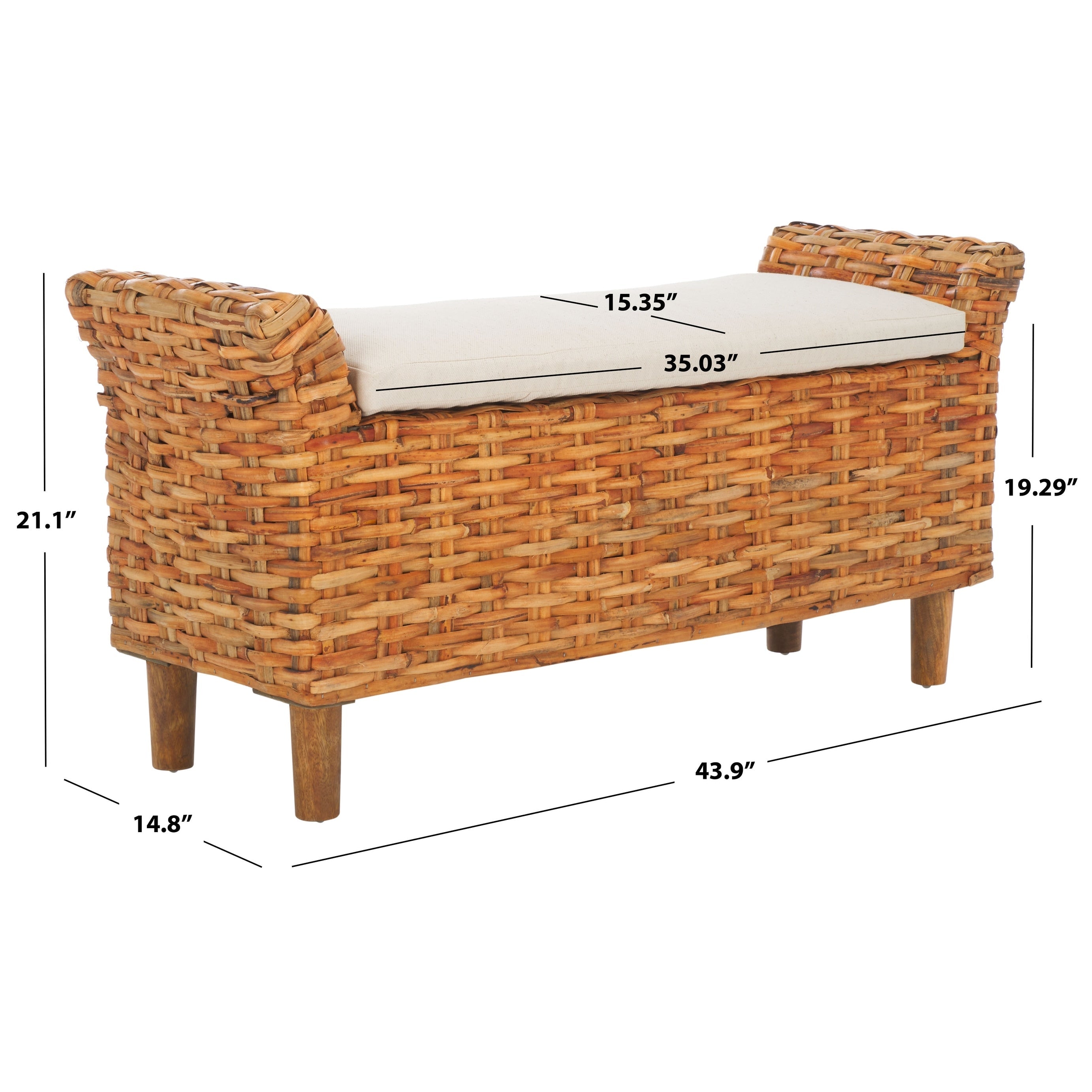 Panca SAFAVIEH Danna Brown - 43,9 x 14,8 x 21,1 - 44L x 15P x 21A