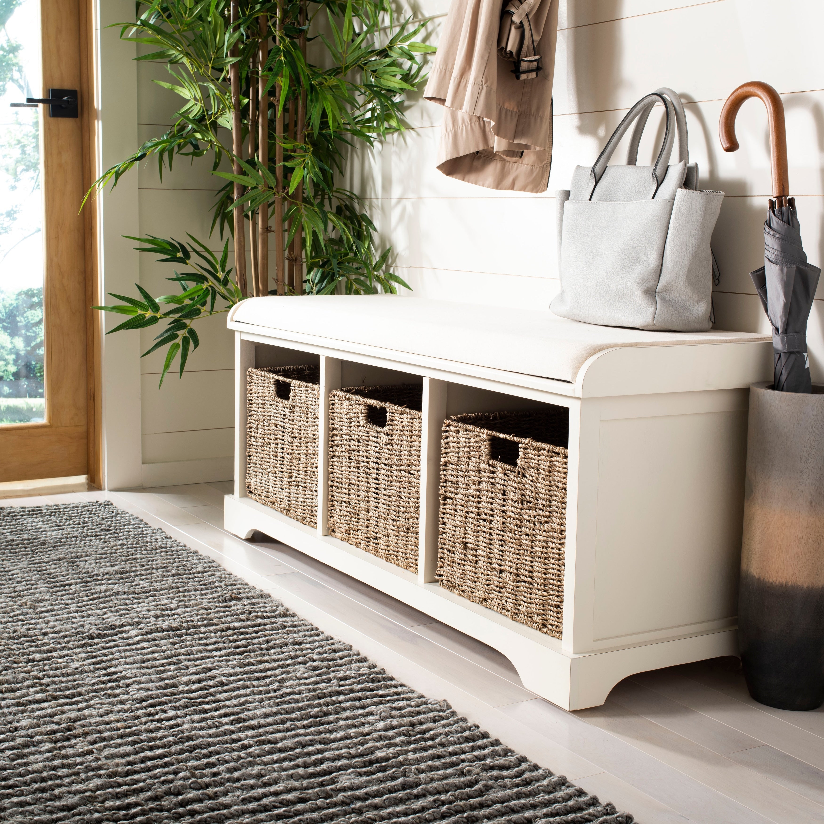 Panca contenitore SAFAVIEH Eola grigio/bianco - 47 x 16,1 x 19,9 - 47Lx16Px20A