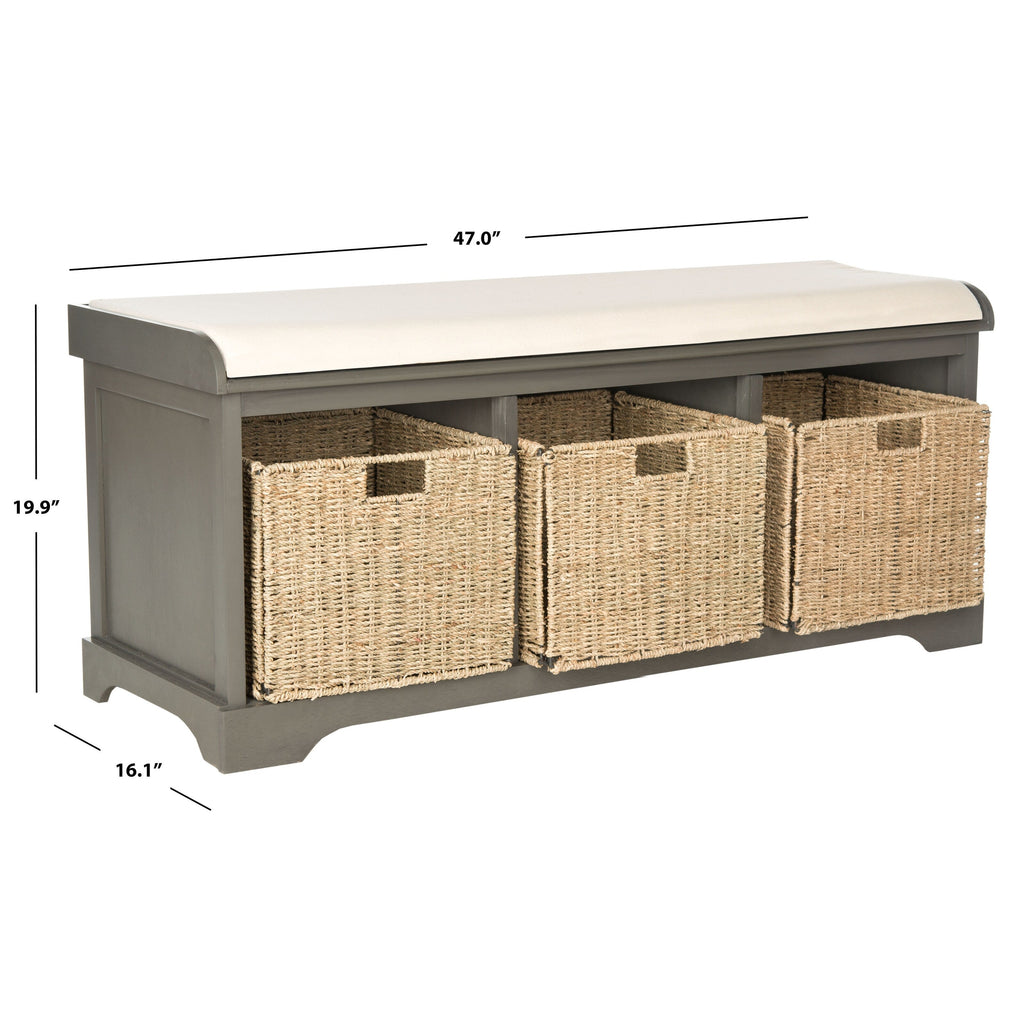 Panca contenitore SAFAVIEH Eola grigio/bianco - 47 x 16,1 x 19,9 - 47Lx16Px20A