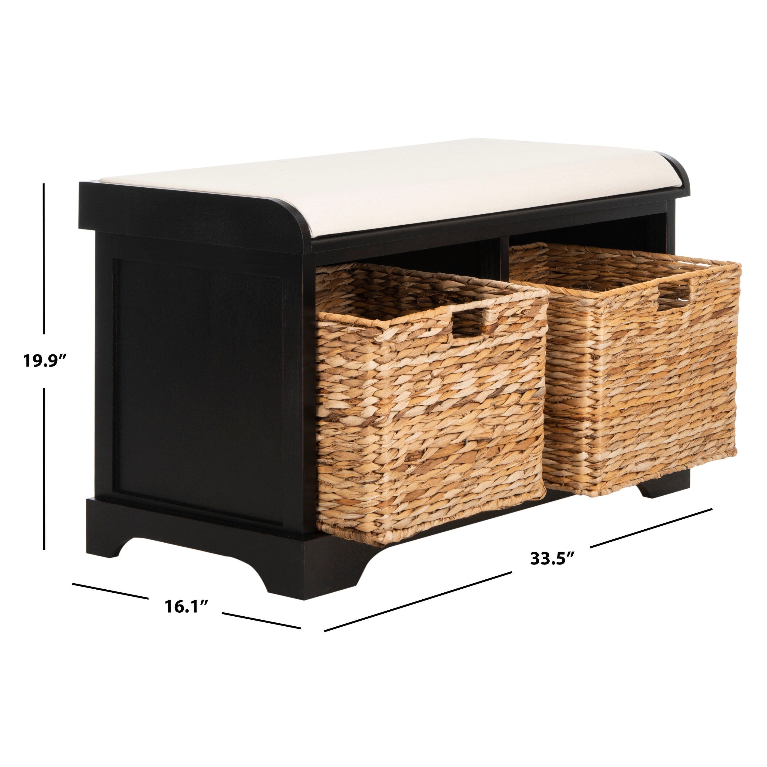 Panca portaoggetti intrecciata Euphemia marrone SAFAVIEH - 33,5 x 16,1 x 19,9 - 34Lx16Px20A