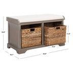 Panca portaoggetti intrecciata Euphemia marrone SAFAVIEH - 33,5 x 16,1 x 19,9 - 34Lx16Px20A
