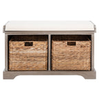 Panca portaoggetti intrecciata Euphemia marrone SAFAVIEH - 33,5 x 16,1 x 19,9 - 34Lx16Px20A