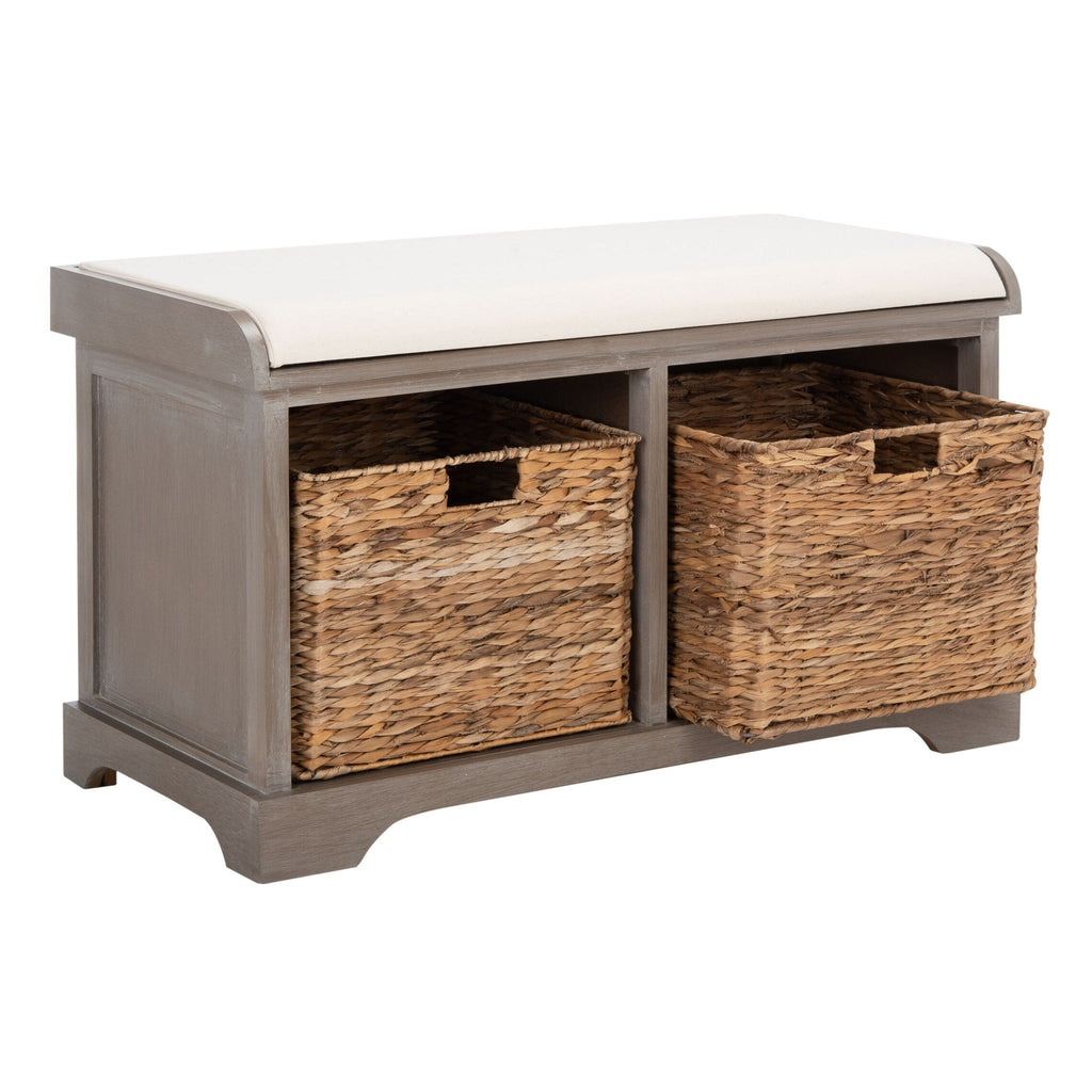 Panca portaoggetti intrecciata Euphemia marrone SAFAVIEH - 33,5 x 16,1 x 19,9 - 34Lx16Px20A