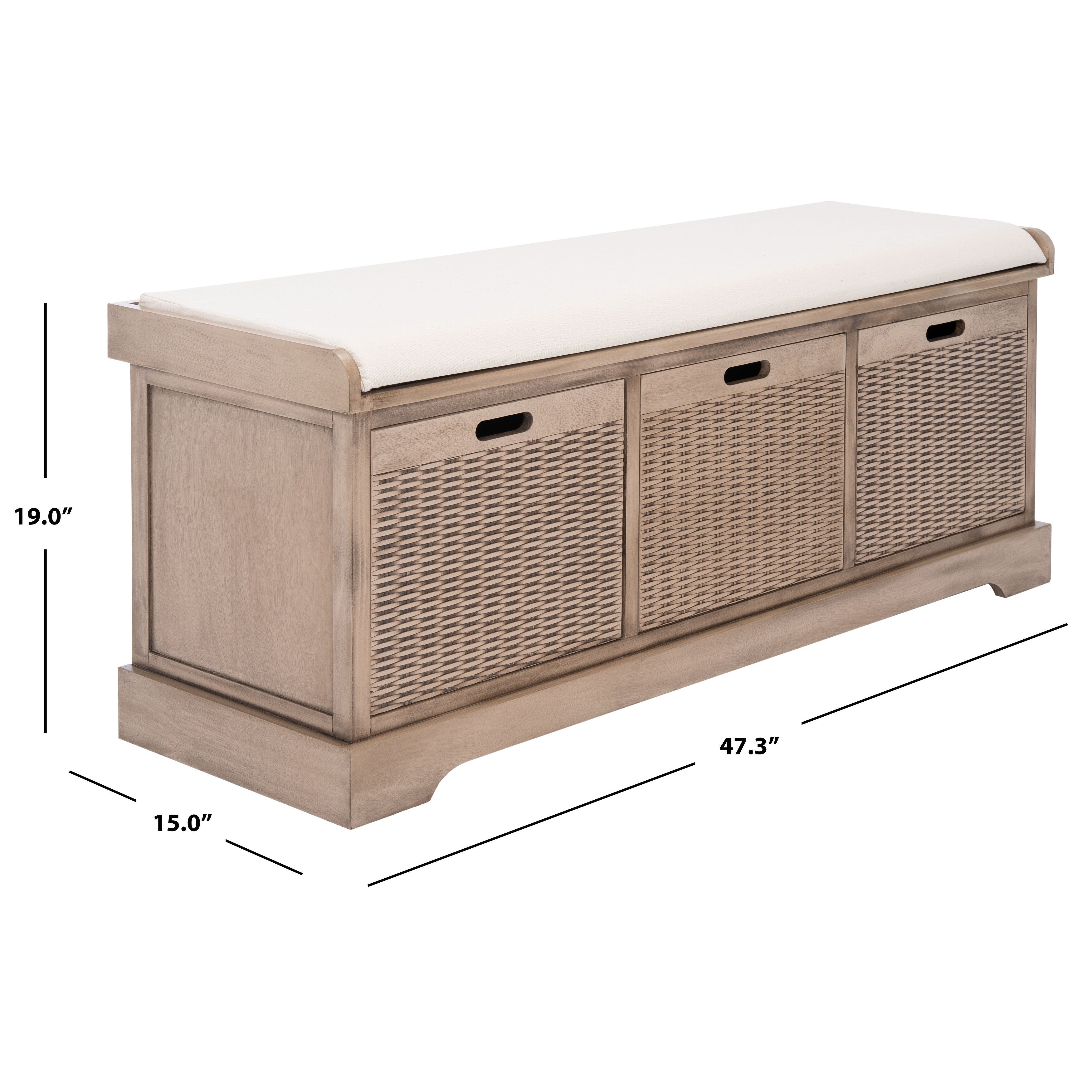 SAFAVIEH Fiorello panca portaoggetti a 3 cassetti con cuscino - 47,3 L x 15 P x 19 A - 47 L x 15 P x 19 A
