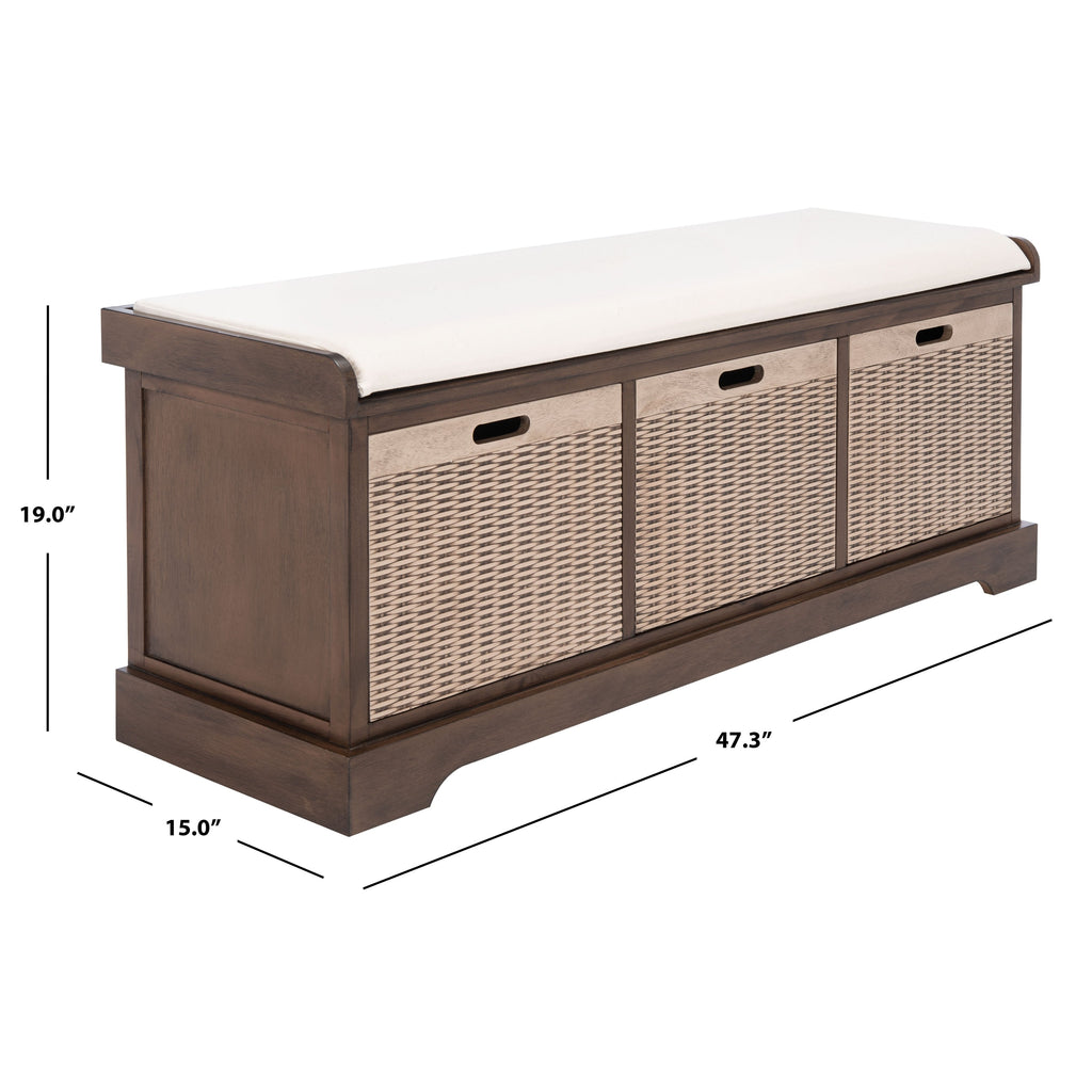SAFAVIEH Fiorello panca portaoggetti a 3 cassetti con cuscino - 47,3 L x 15 P x 19 A - 47 L x 15 P x 19 A