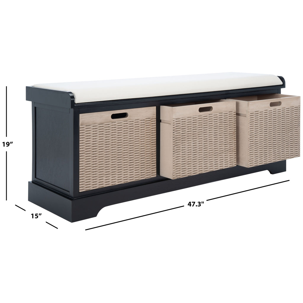SAFAVIEH Fiorello panca portaoggetti a 3 cassetti con cuscino - 47,3 L x 15 P x 19 A - 47 L x 15 P x 19 A