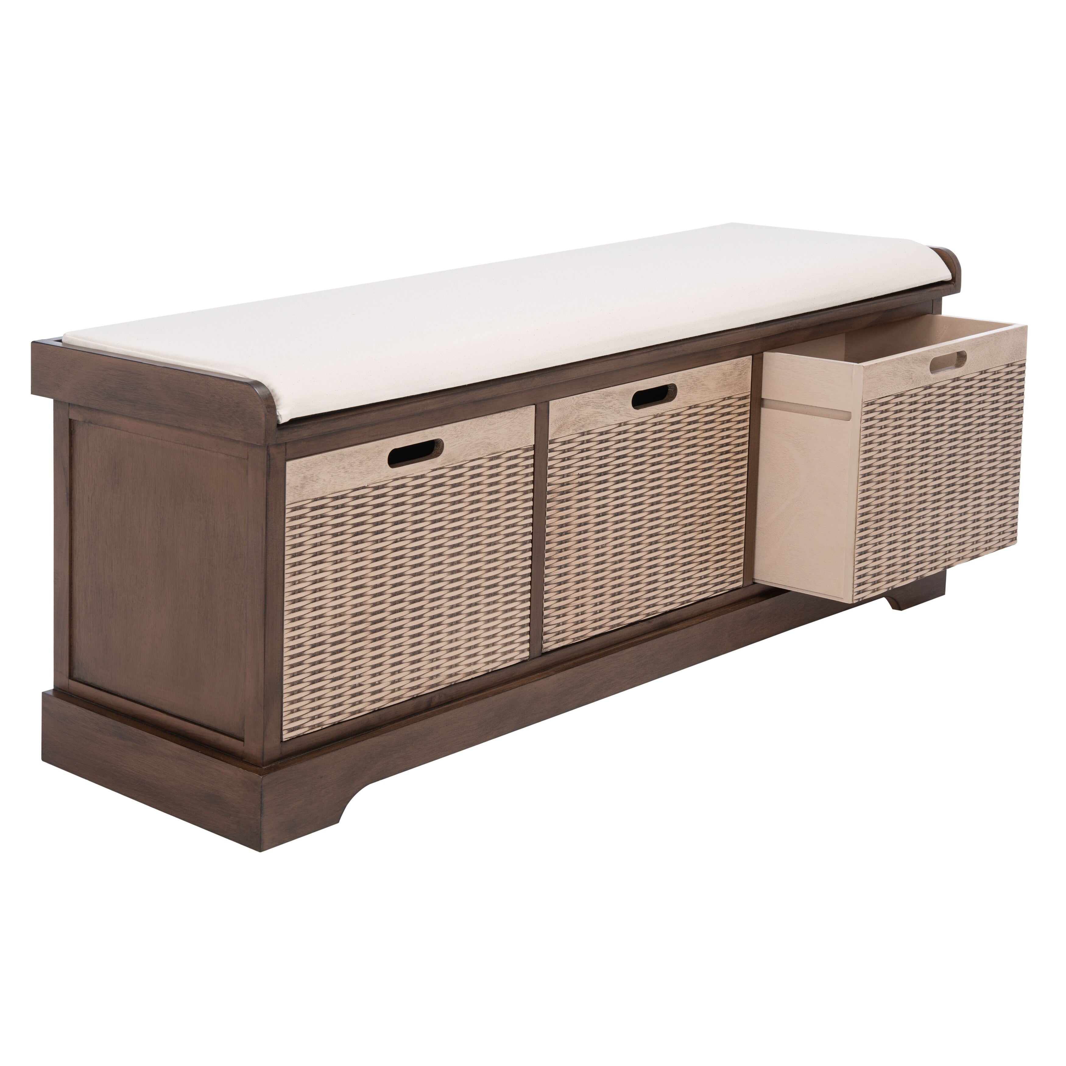 SAFAVIEH Fiorello panca portaoggetti a 3 cassetti con cuscino - 47,3 L x 15 P x 19 A - 47 L x 15 P x 19 A