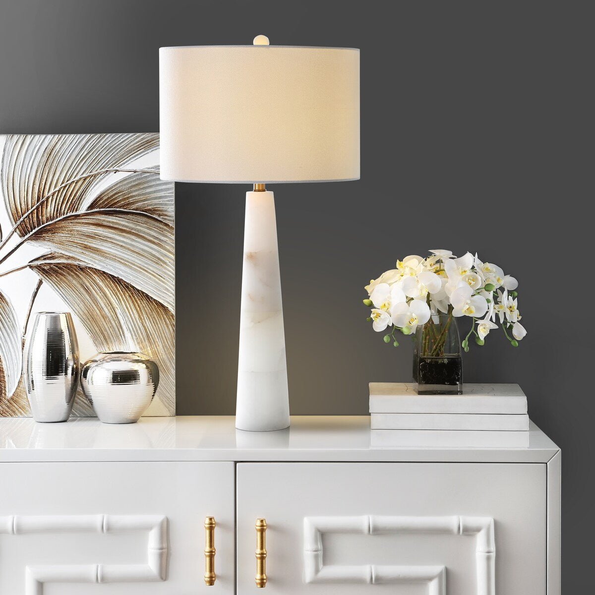 Lampada da tavolo a LED in alabastro Giorgiana da 30 pollici di SAFAVIEH Lighting - 15x15x30 - 15Wx15Dx30H