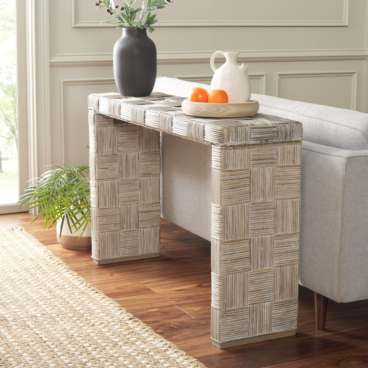 Tavolo consolle in rattan Mindel SAFAVIEH - 51Lx14Px32A