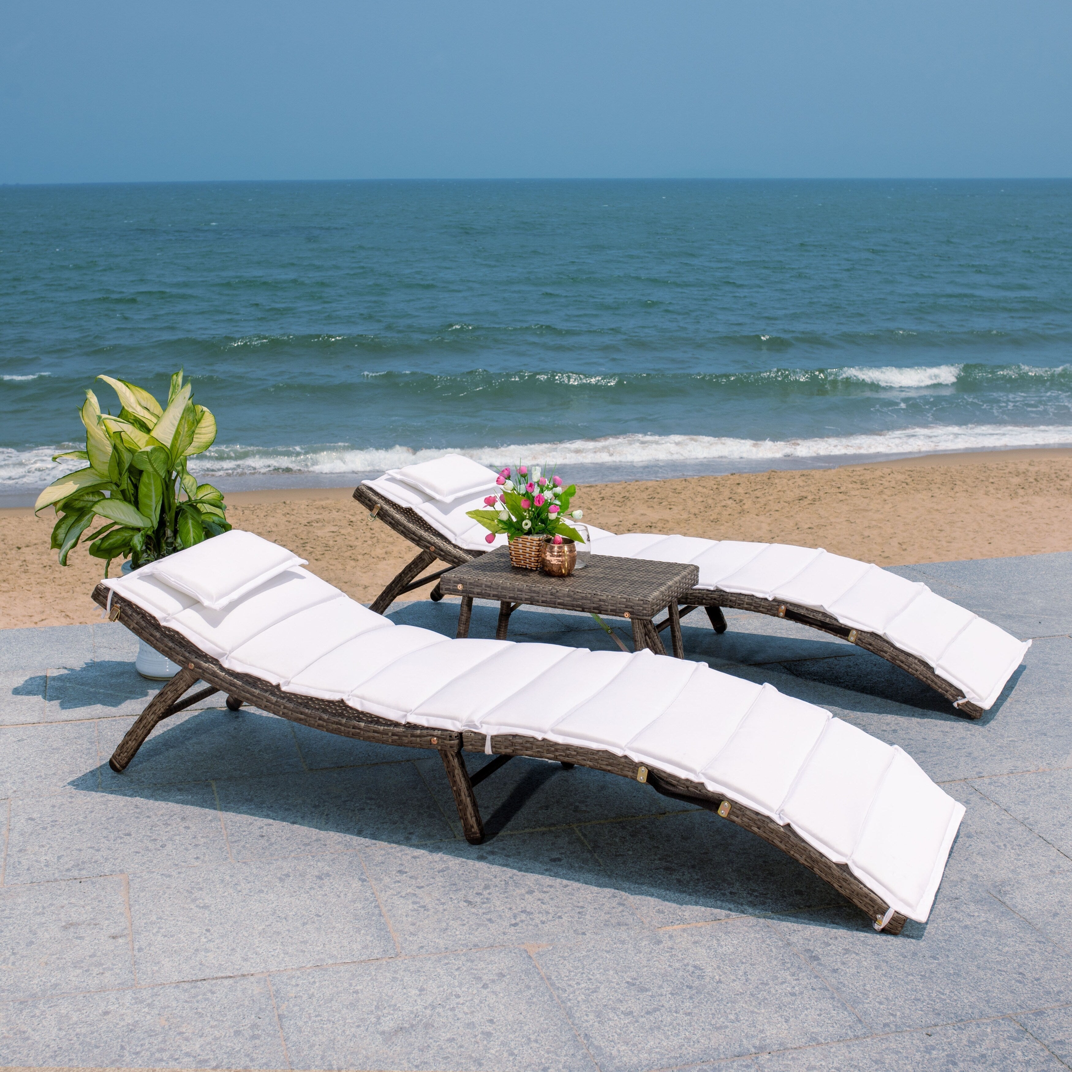 SAFAVIEH Set di lettini prendisole da esterno Blaguna da 3 pezzi - 83Lx20Px24A