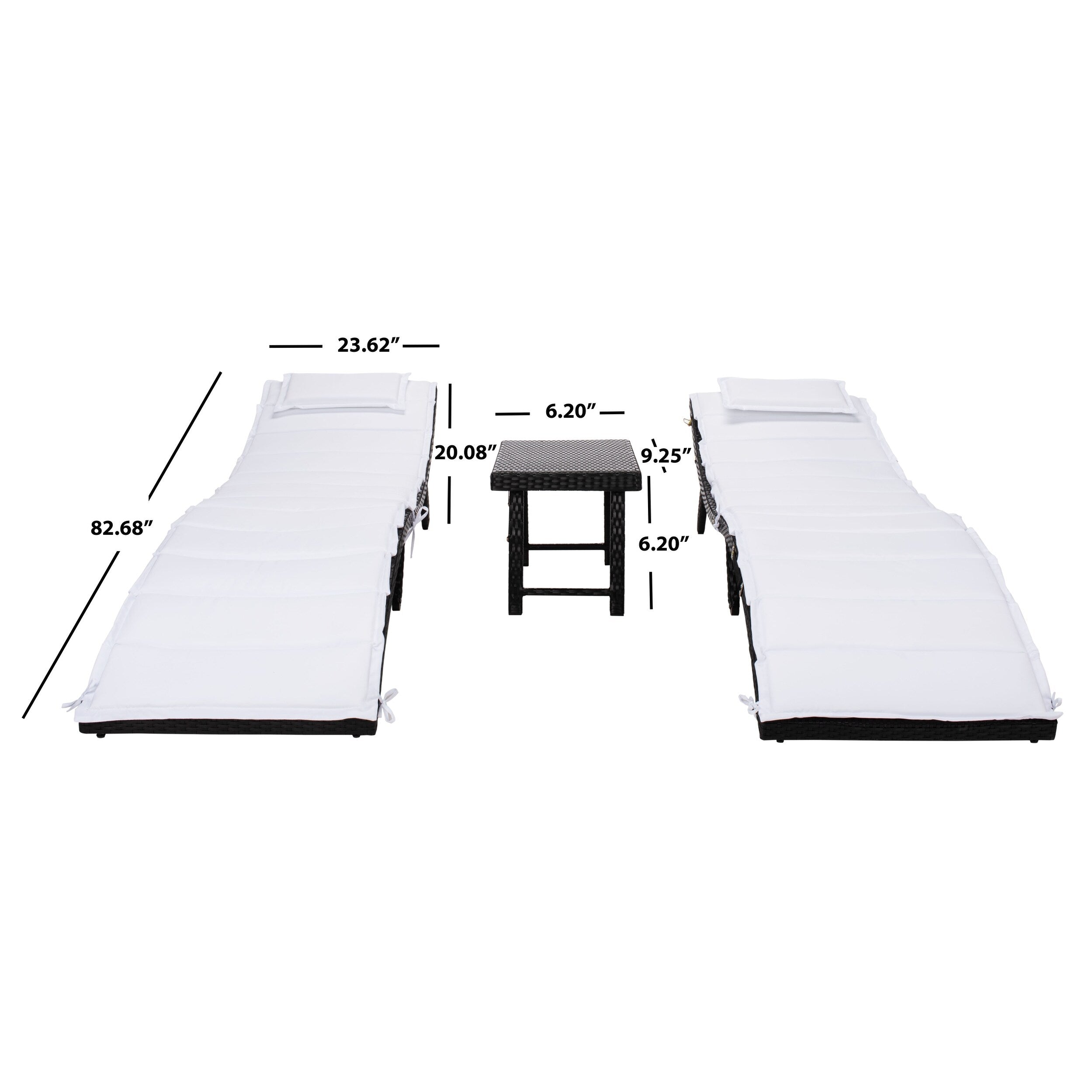 SAFAVIEH Set di lettini prendisole da esterno Blaguna da 3 pezzi - 83Lx20Px24A