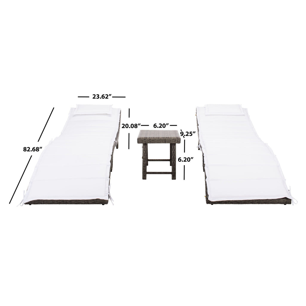 SAFAVIEH Set di lettini prendisole da esterno Blaguna da 3 pezzi - 83Lx20Px24A