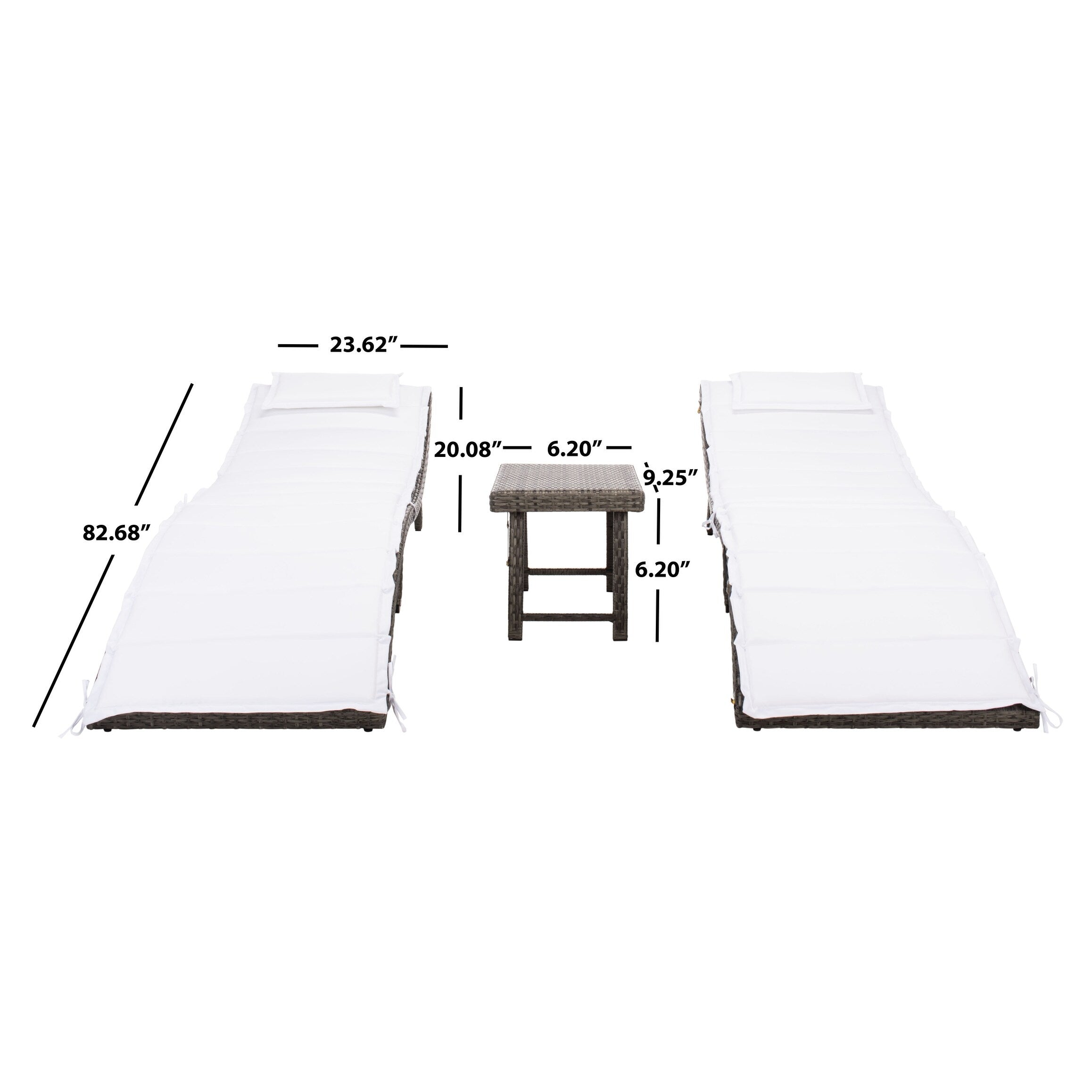 SAFAVIEH Set di lettini prendisole da esterno Blaguna da 3 pezzi - 83Lx20Px24A