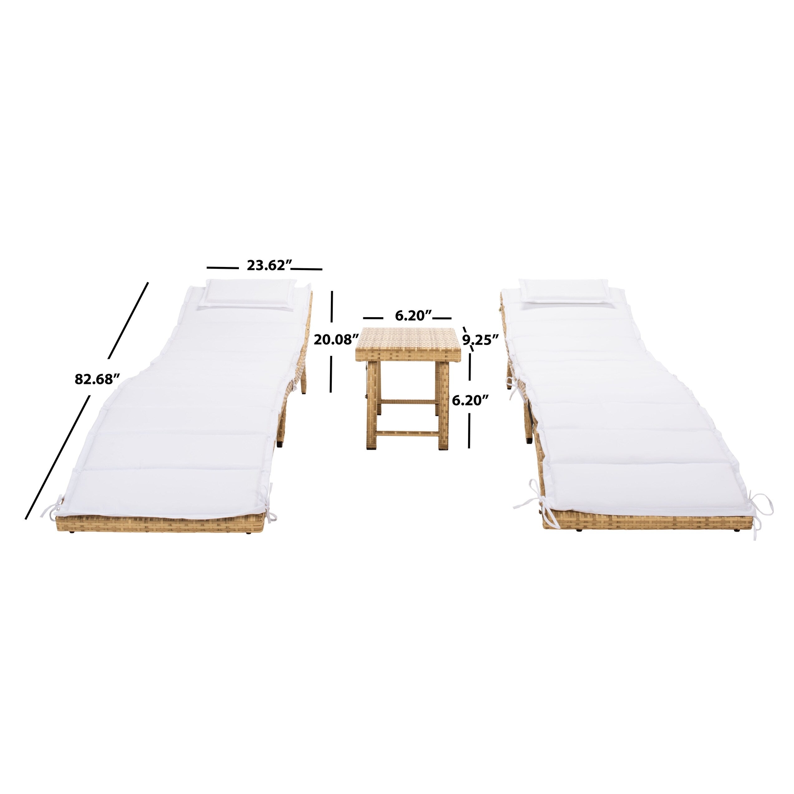 SAFAVIEH Set di lettini prendisole da esterno Blaguna da 3 pezzi - 83Lx20Px24A