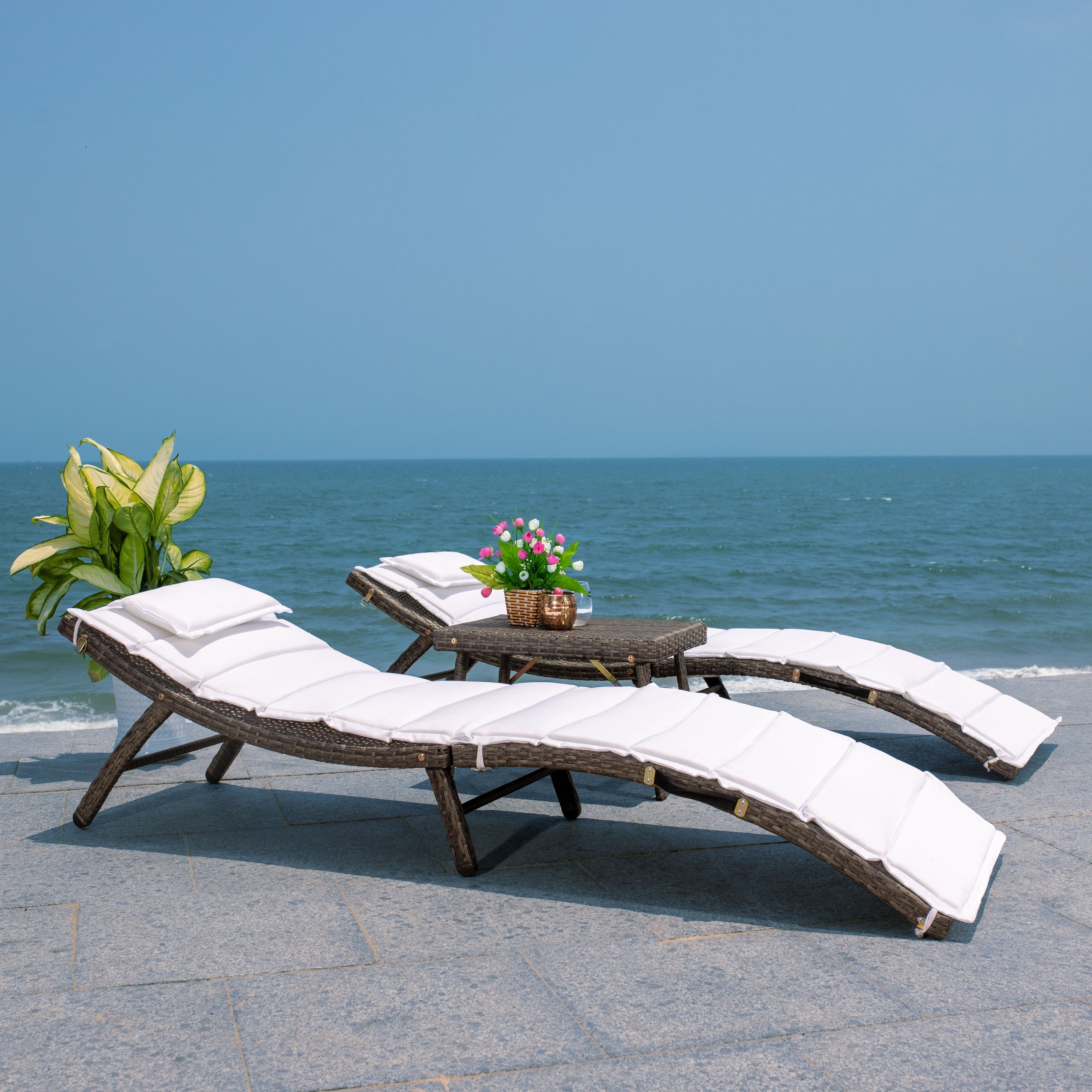 SAFAVIEH Set di lettini prendisole da esterno Blaguna da 3 pezzi - 83Lx20Px24A