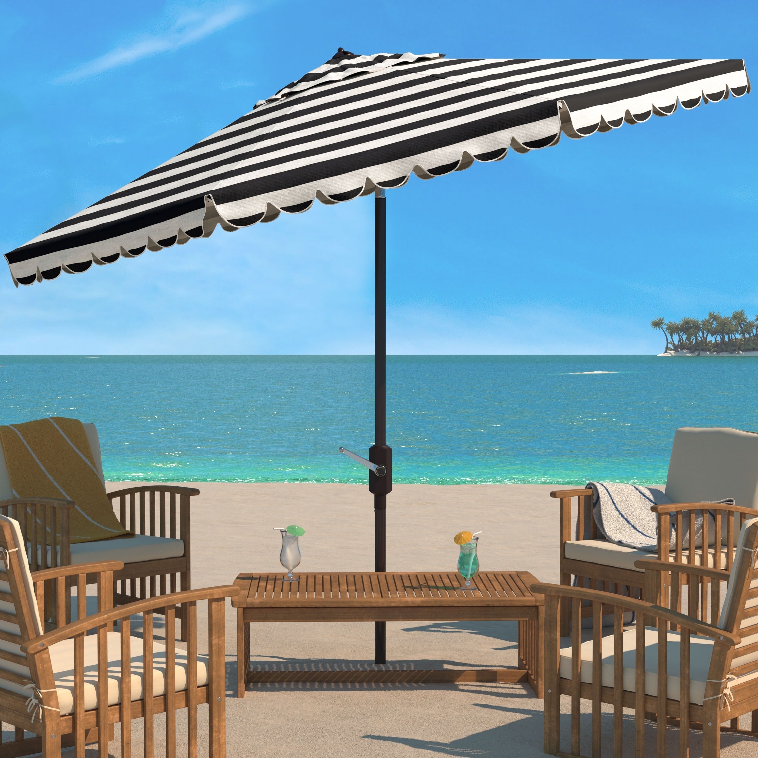 Ombrellone rotondo a manovella SAFAVIEH Outdoor Jaylee da 11 piedi