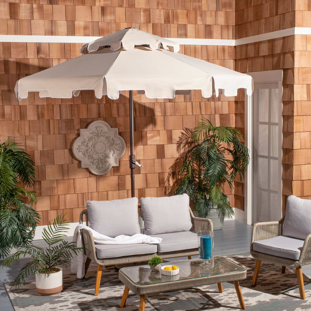 Ombrellone da mercato SAFAVIEH Outdoor Livia da 9 piedi con doppia cima, base non inclusa