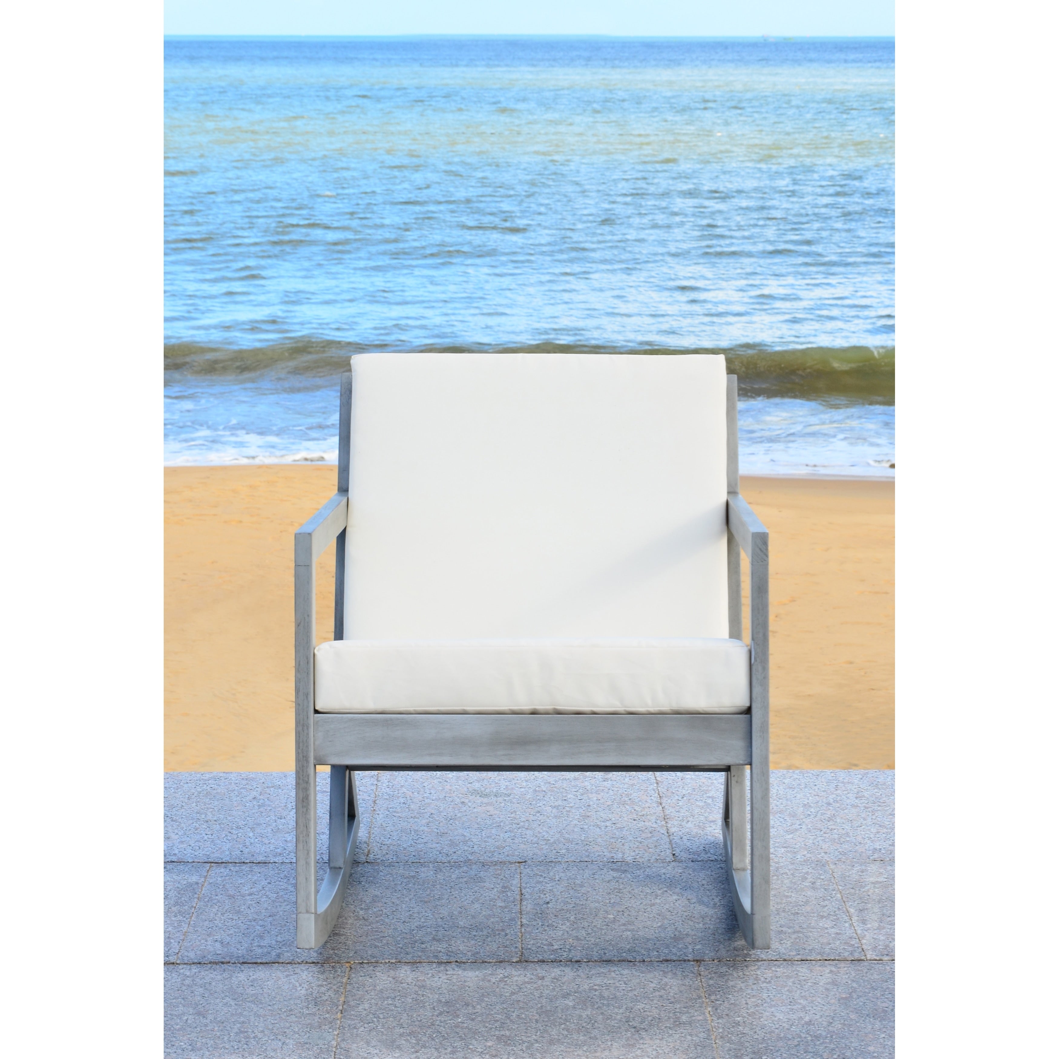 Sedia a dondolo da esterno SAFAVIEH Makaila con cuscino - 26L x 31P x 38A