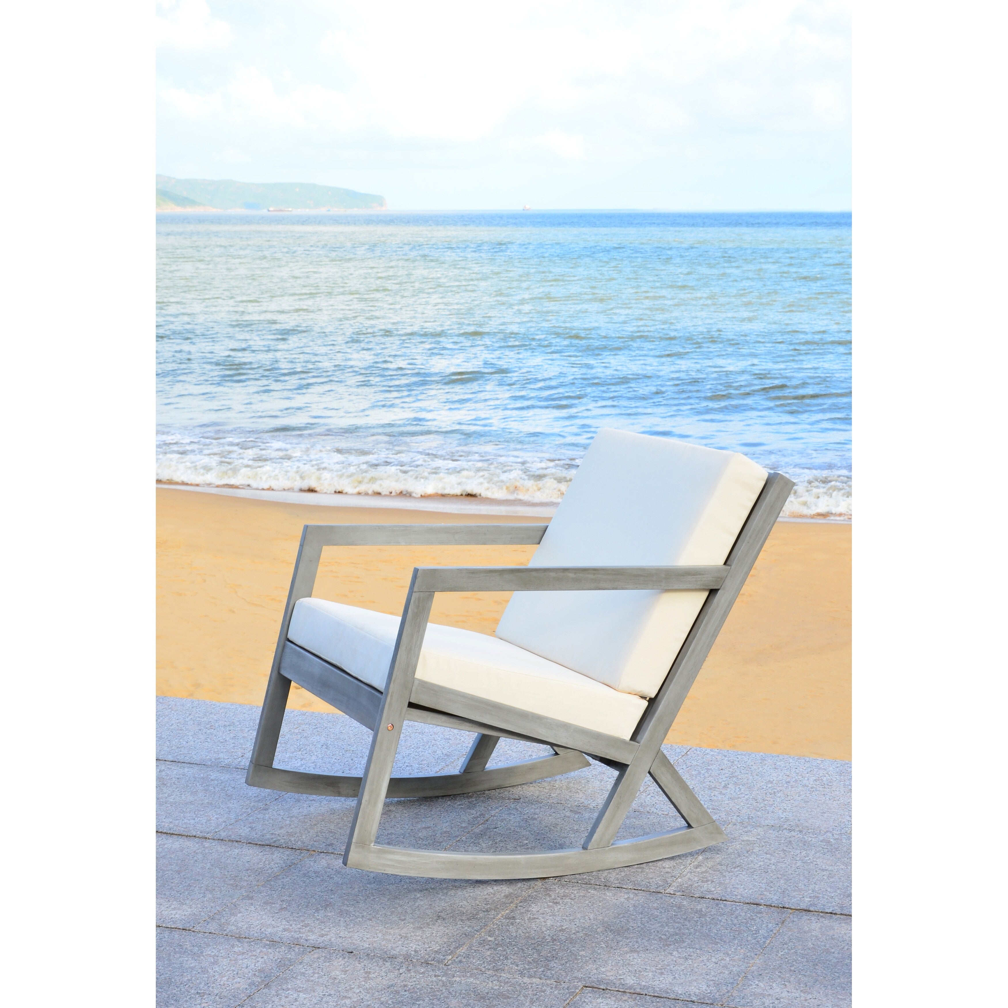 Sedia a dondolo da esterno SAFAVIEH Makaila con cuscino - 26L x 31P x 38A