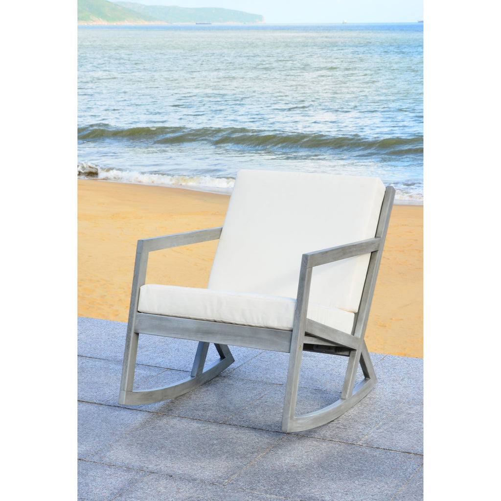 Sedia a dondolo da esterno SAFAVIEH Makaila con cuscino - 26L x 31P x 38A