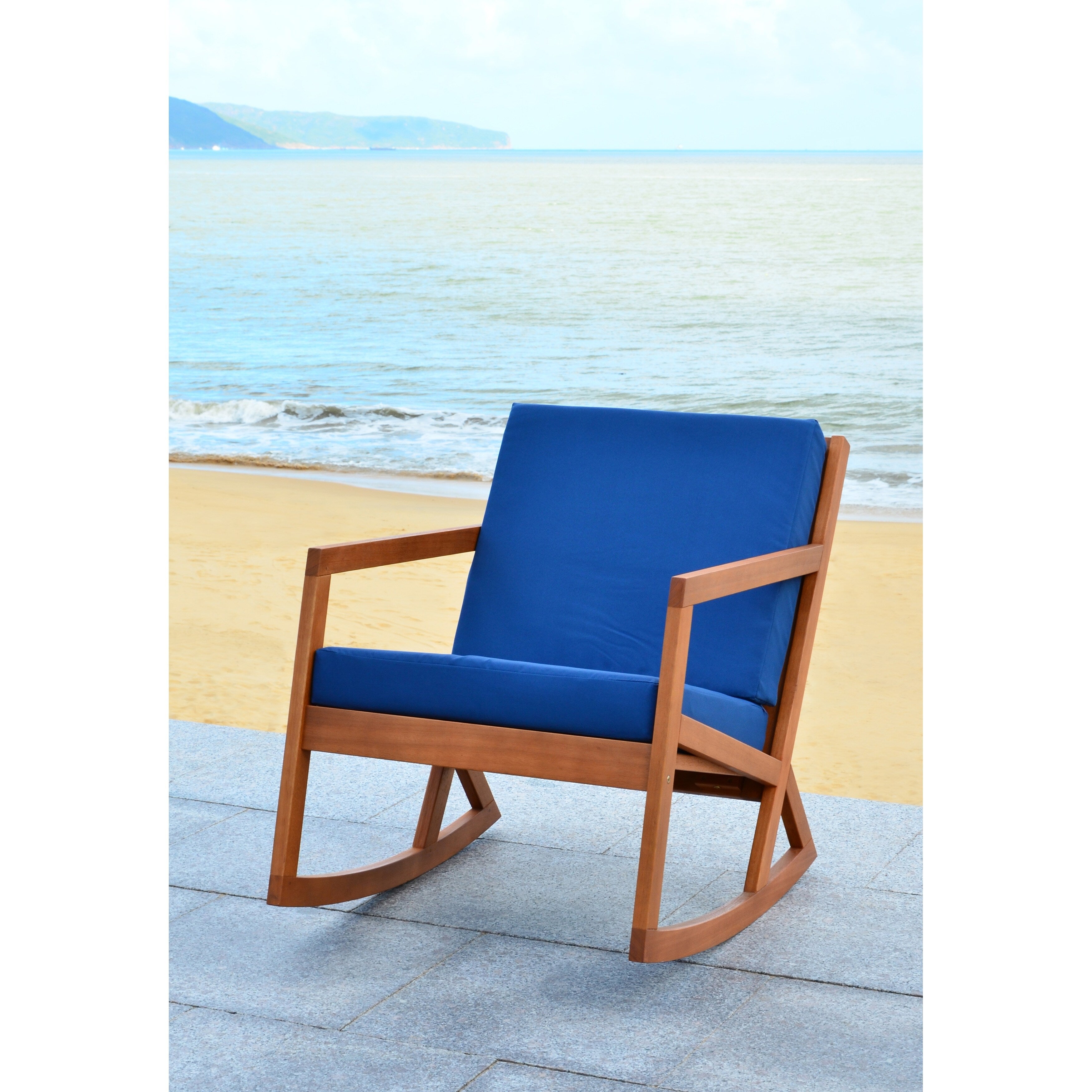 Sedia a dondolo da esterno SAFAVIEH Makaila con cuscino - 26L x 31P x 38A