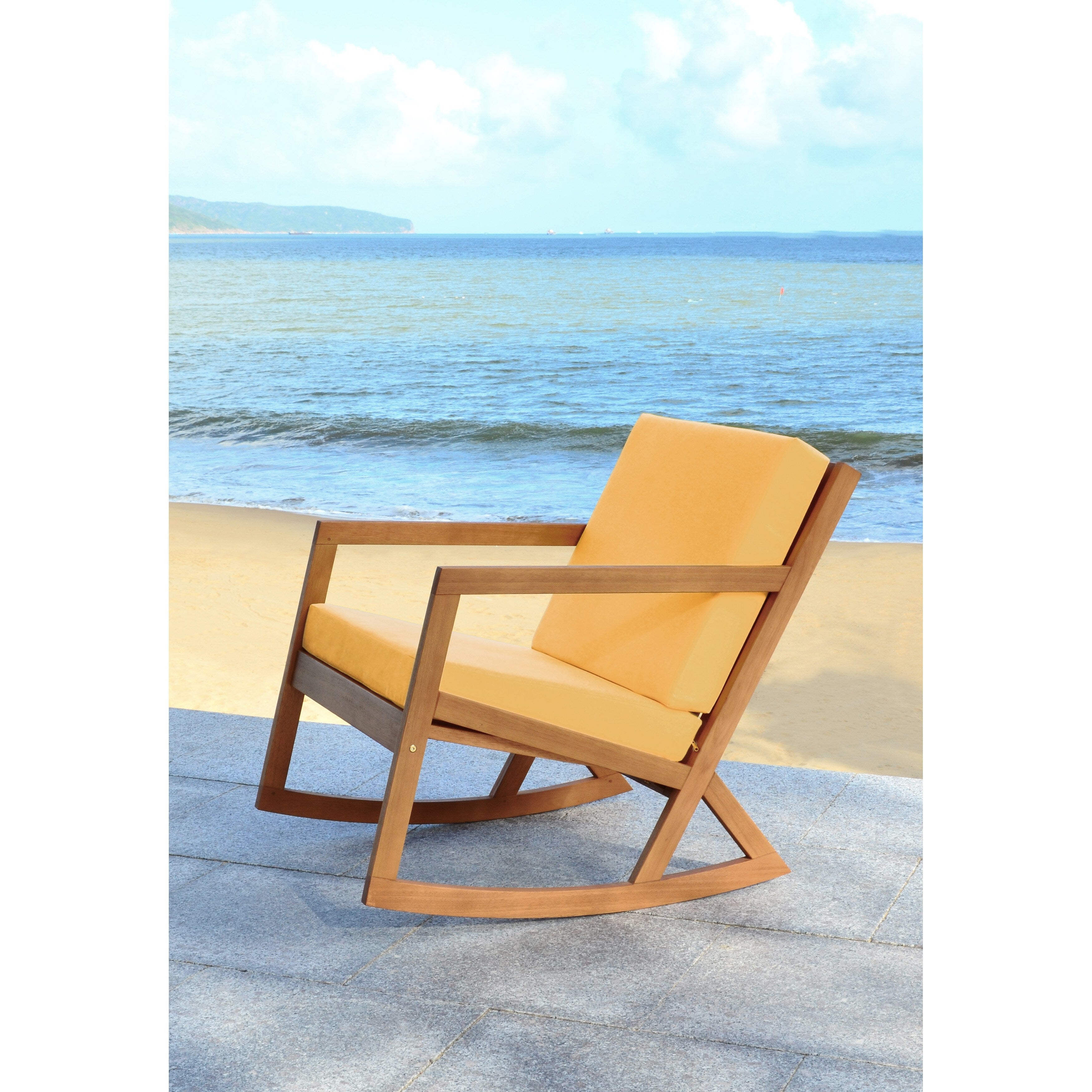 Sedia a dondolo da esterno SAFAVIEH Makaila con cuscino - 26L x 31P x 38A