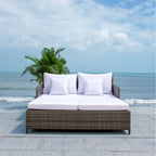 Divano letto da esterno in vimini Taniyah SAFAVIEH con cuscino e cuscini - 53L x 28P x 62A