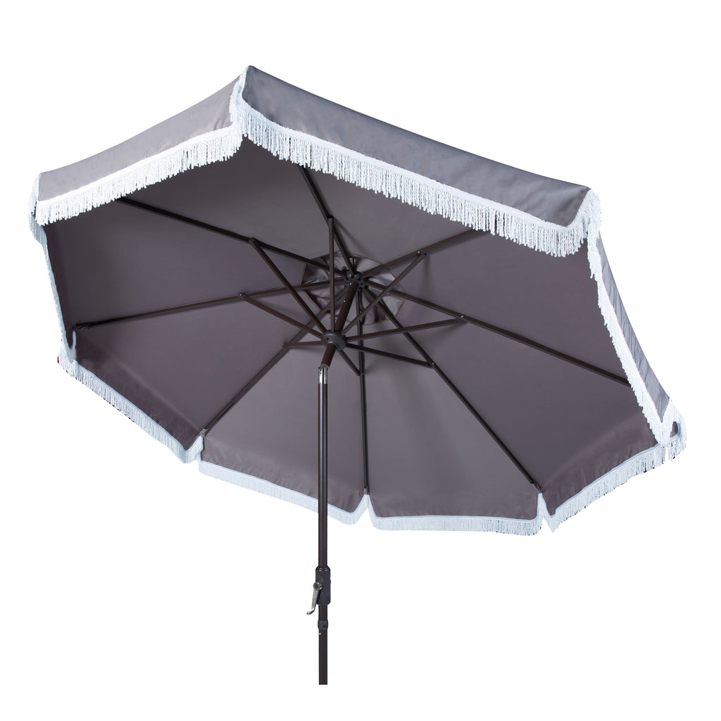 Ombrellone da esterno SAFAVIEH Ronette Fringe da 9 piedi con manovella