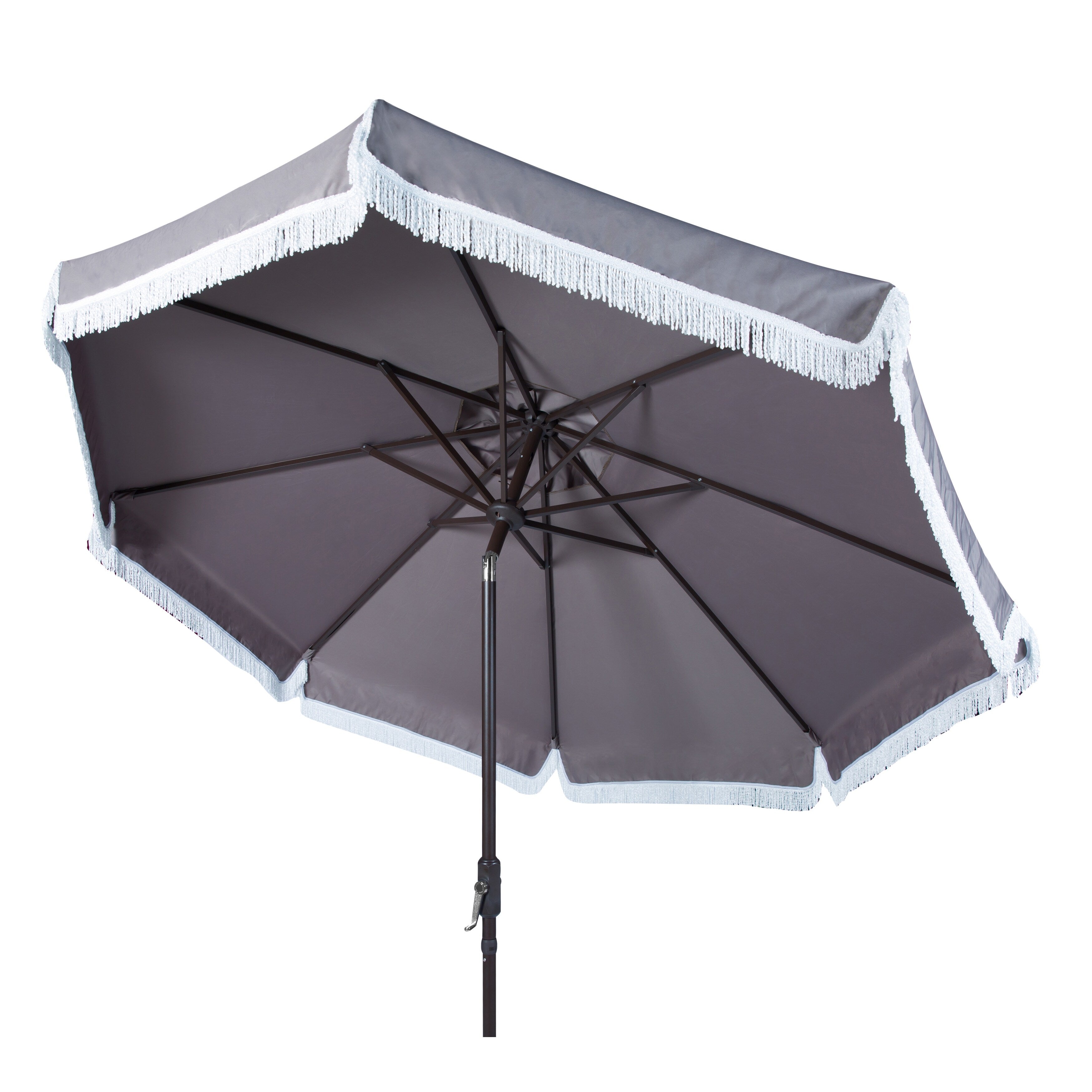 Ombrellone da esterno SAFAVIEH Ronette Fringe da 9 piedi con manovella