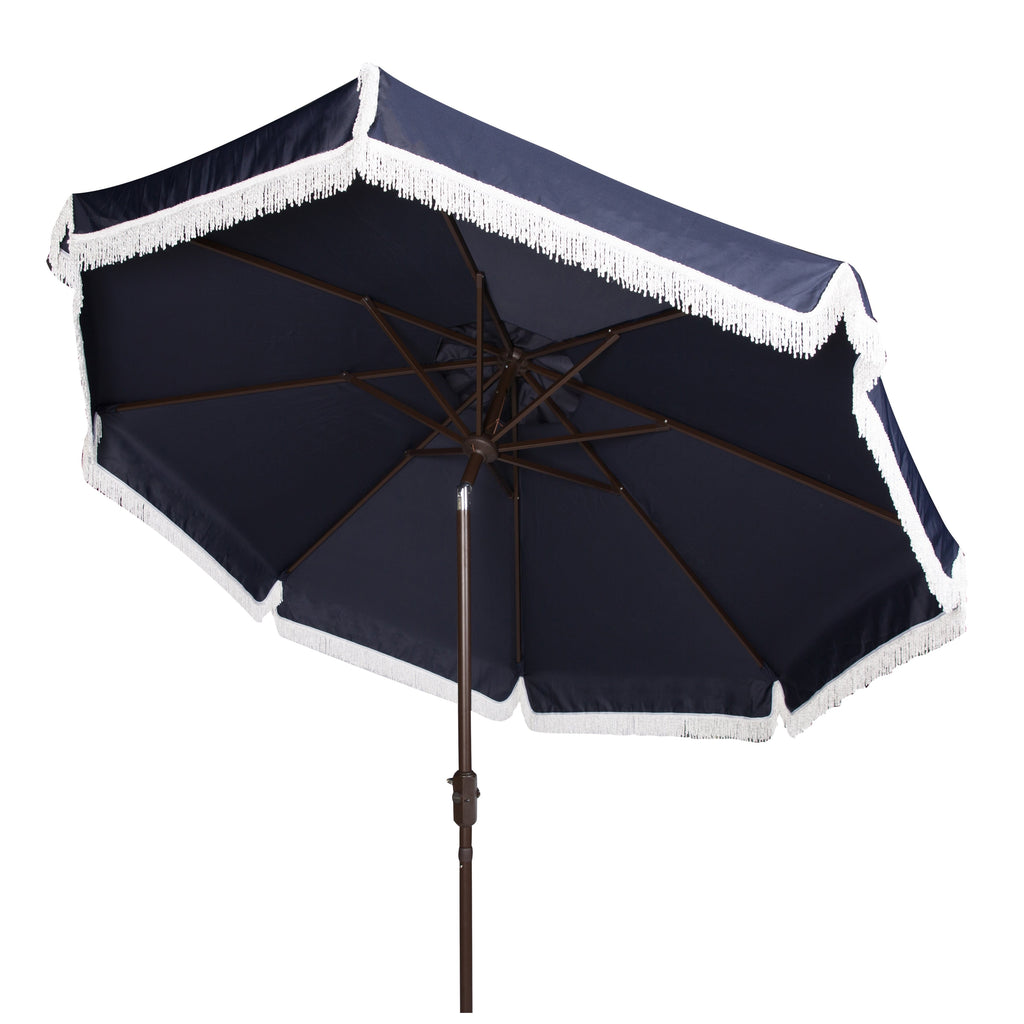 Ombrellone da esterno SAFAVIEH Ronette Fringe da 9 piedi con manovella