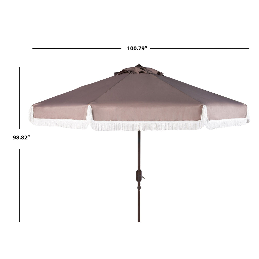 Ombrellone da esterno SAFAVIEH Ronette Fringe da 9 piedi con manovella