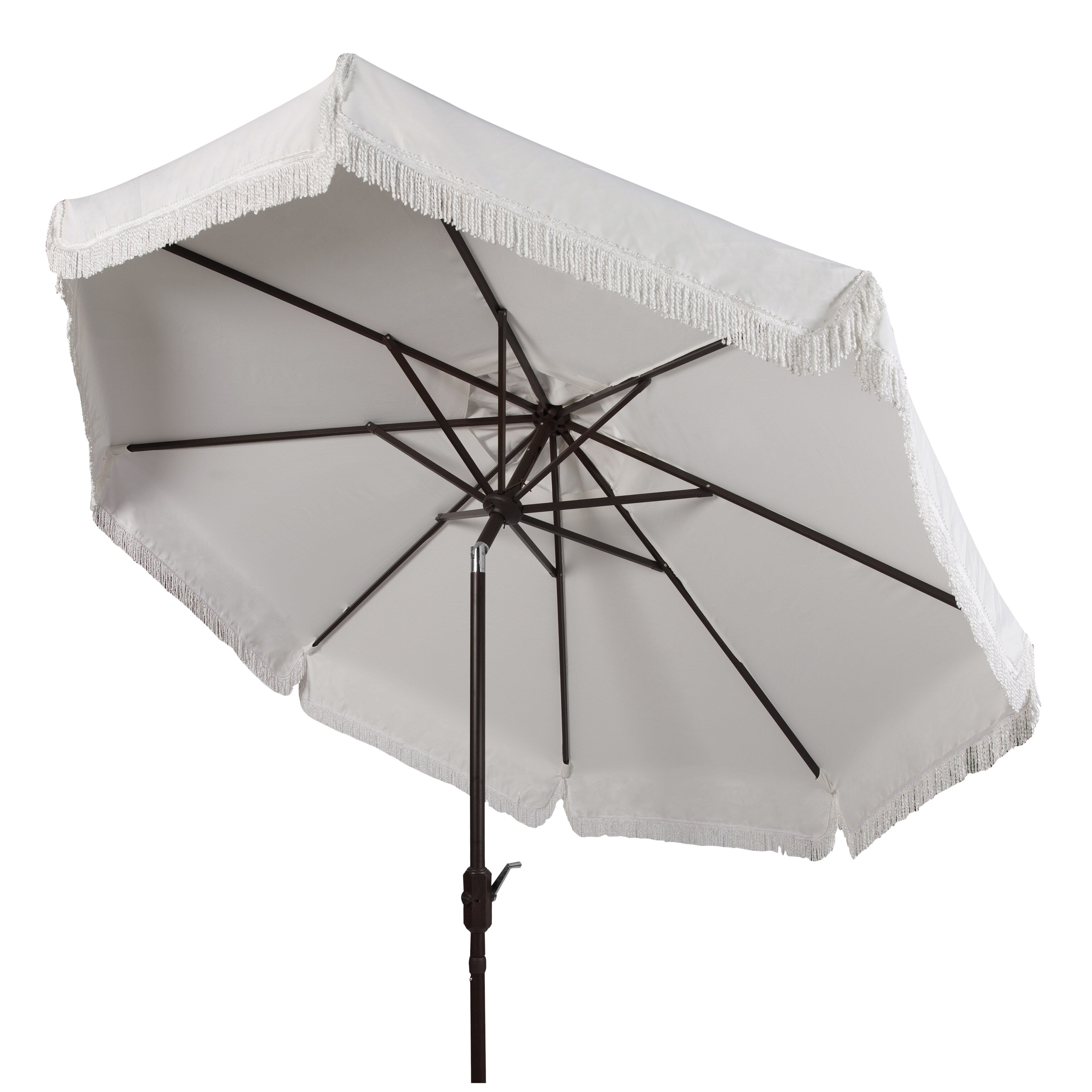 Ombrellone da esterno SAFAVIEH Ronette Fringe da 9 piedi con manovella