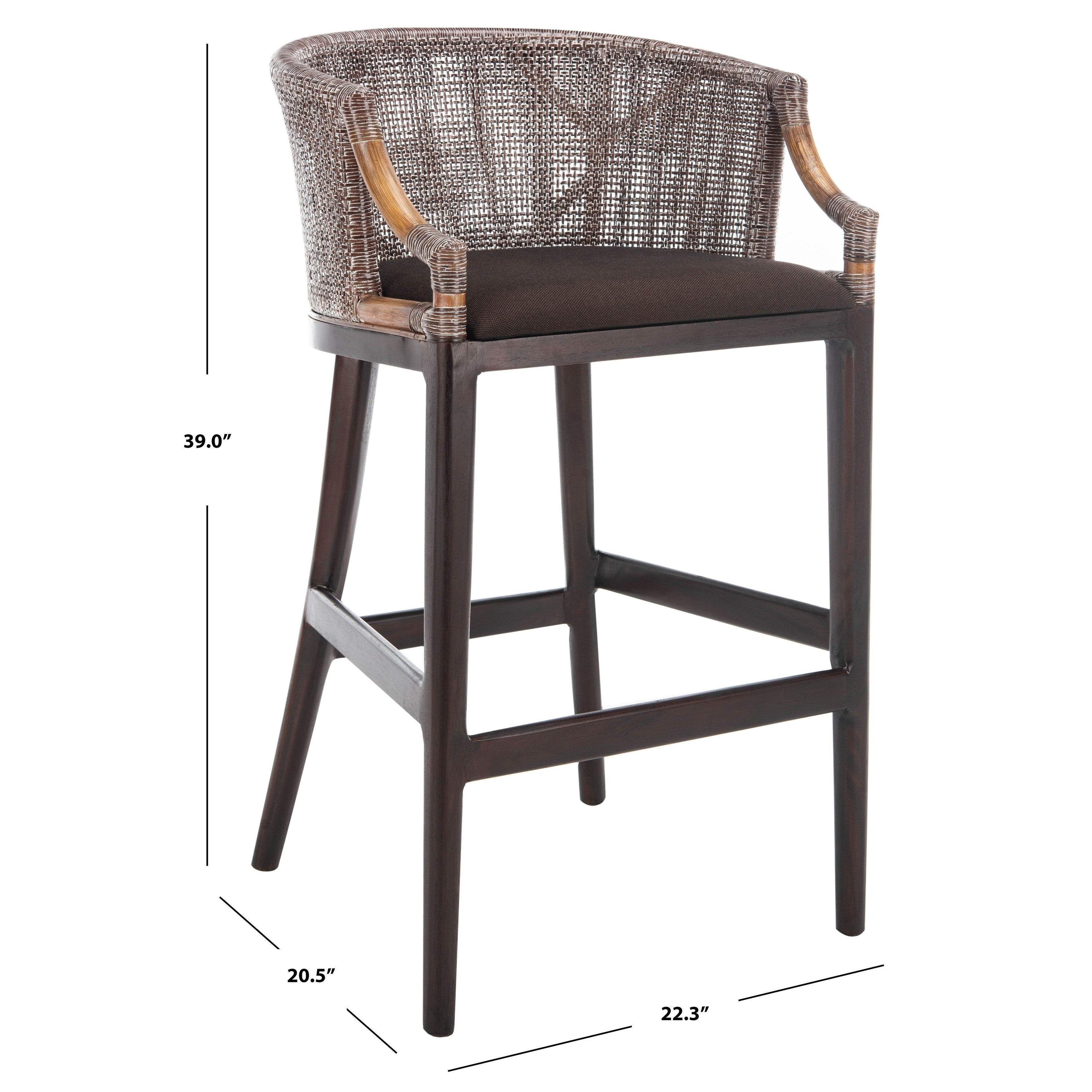 Sgabello da bar SAFAVIEH Virona Rattan da 30 pollici - 22,3 L x 20,5 L x 39 A - 22 L x 21 P x 39 A