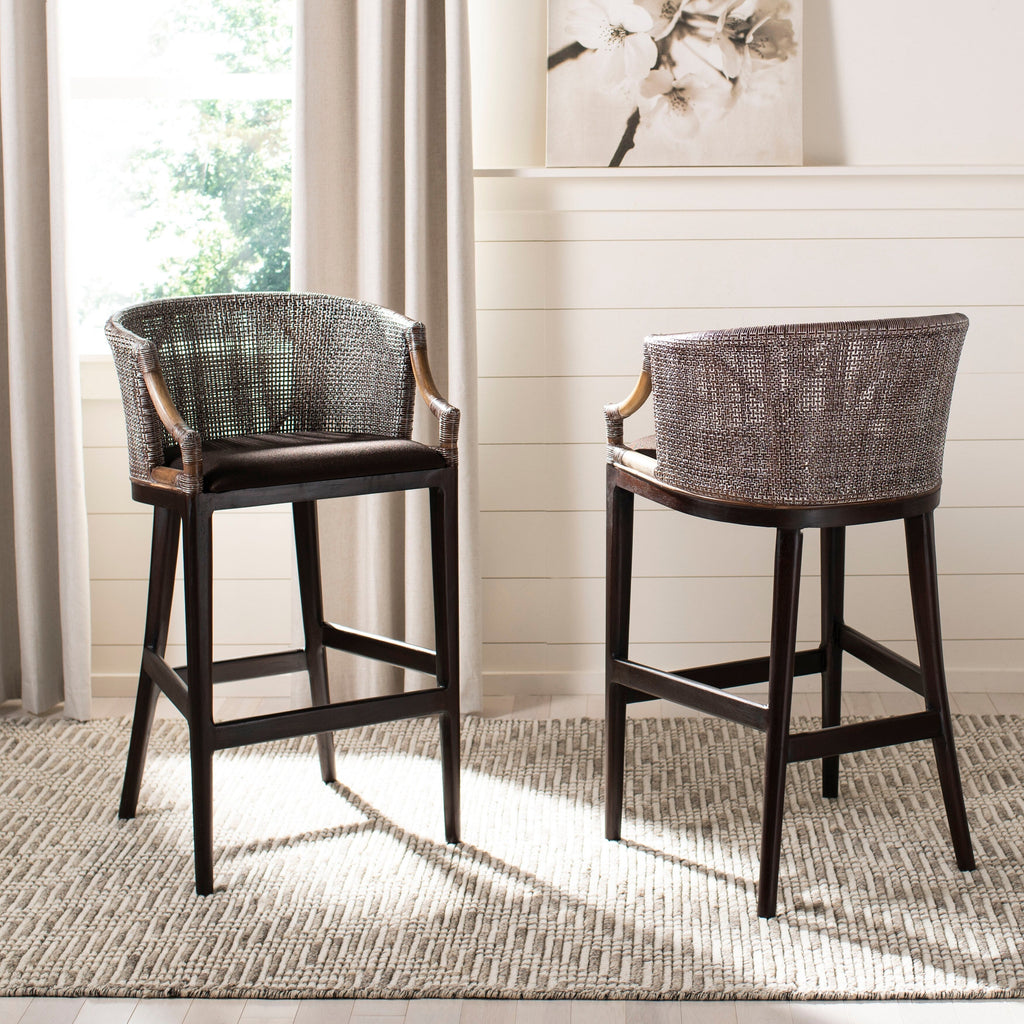 Sgabello da bar SAFAVIEH Virona Rattan da 30 pollici - 22,3 L x 20,5 L x 39 A - 22 L x 21 P x 39 A