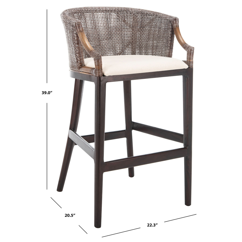 Sgabello da bar SAFAVIEH Virona Rattan da 30 pollici - 22,3 L x 20,5 L x 39 A - 22 L x 21 P x 39 A