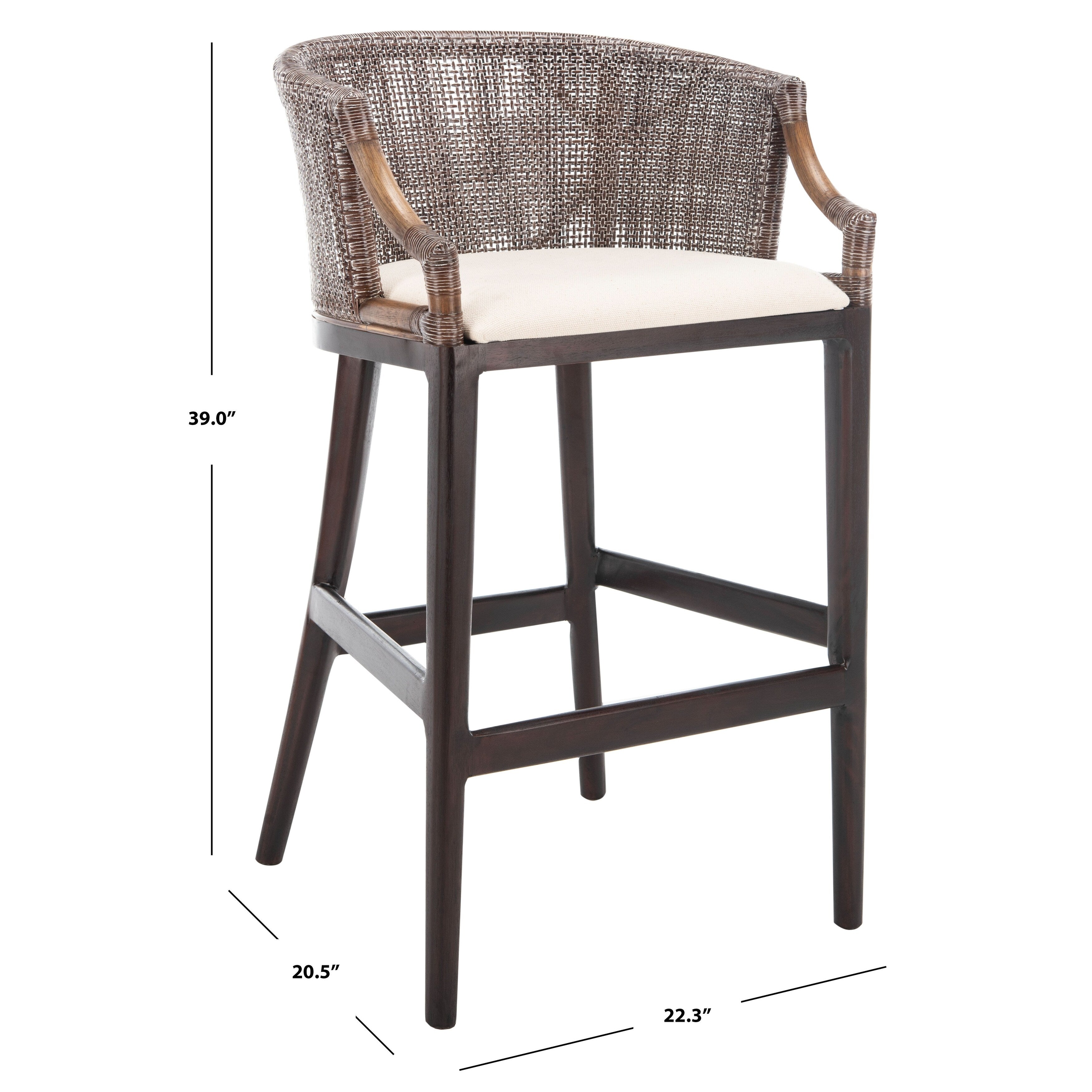 Sgabello da bar SAFAVIEH Virona Rattan da 30 pollici - 22,3 L x 20,5 L x 39 A - 22 L x 21 P x 39 A