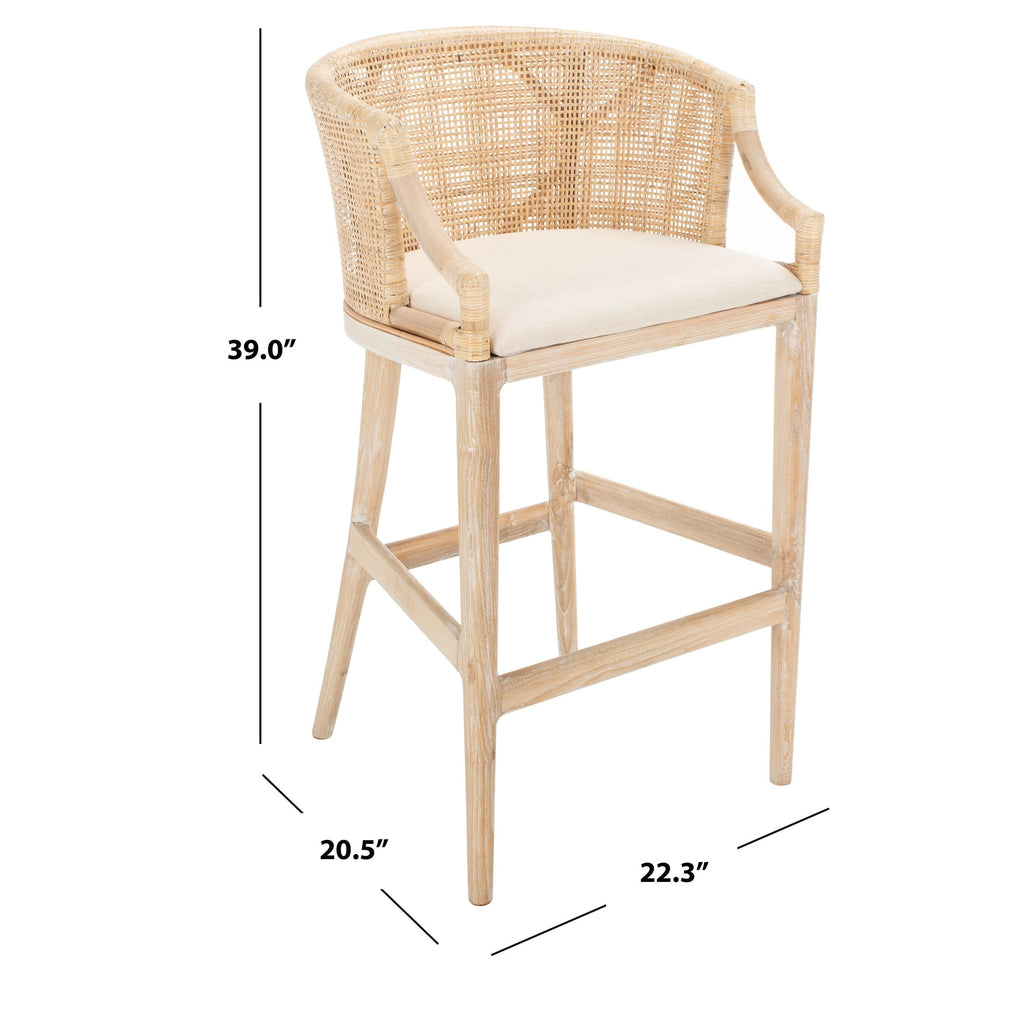 Sgabello da bar SAFAVIEH Virona Rattan da 30 pollici - 22,3 L x 20,5 L x 39 A - 22 L x 21 P x 39 A