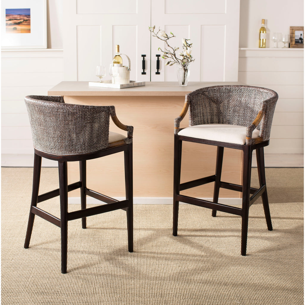 Sgabello da bar SAFAVIEH Virona Rattan da 30 pollici - 22,3 L x 20,5 L x 39 A - 22 L x 21 P x 39 A