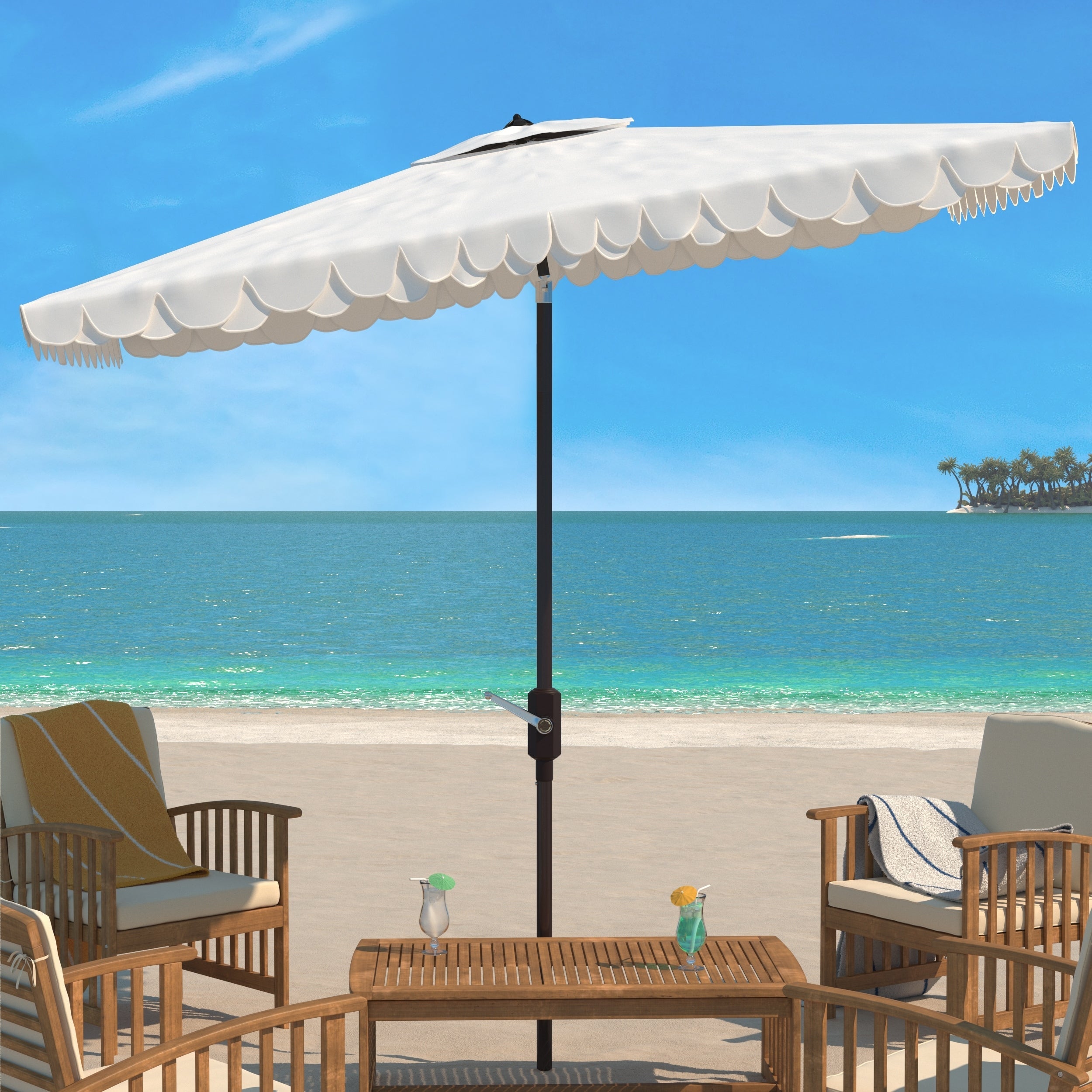 Ombrellone da esterno rettangolare SAFAVIEH Zariah 6'x10' con balza
