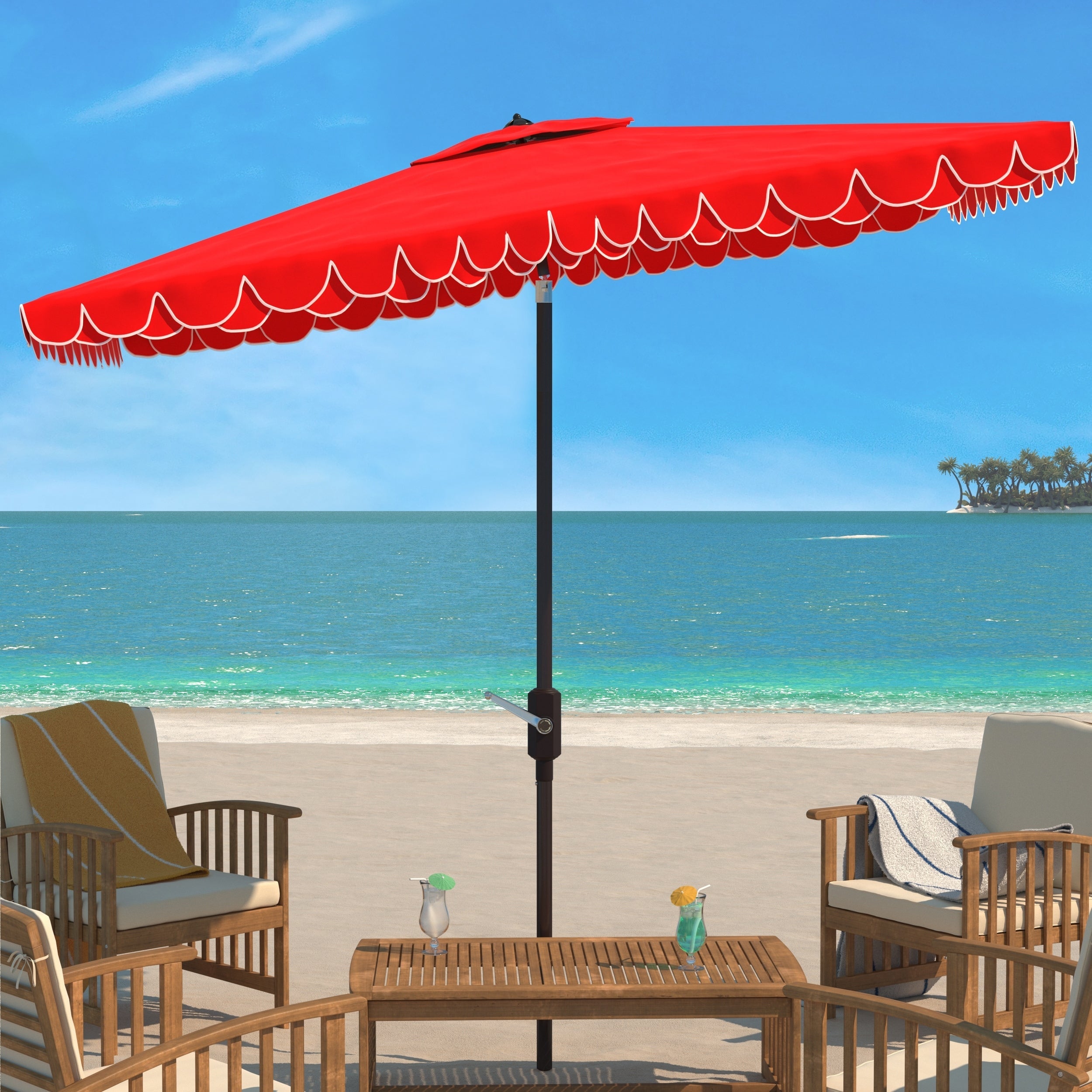 Ombrellone da esterno rettangolare SAFAVIEH Zariah 6'x10' con balza