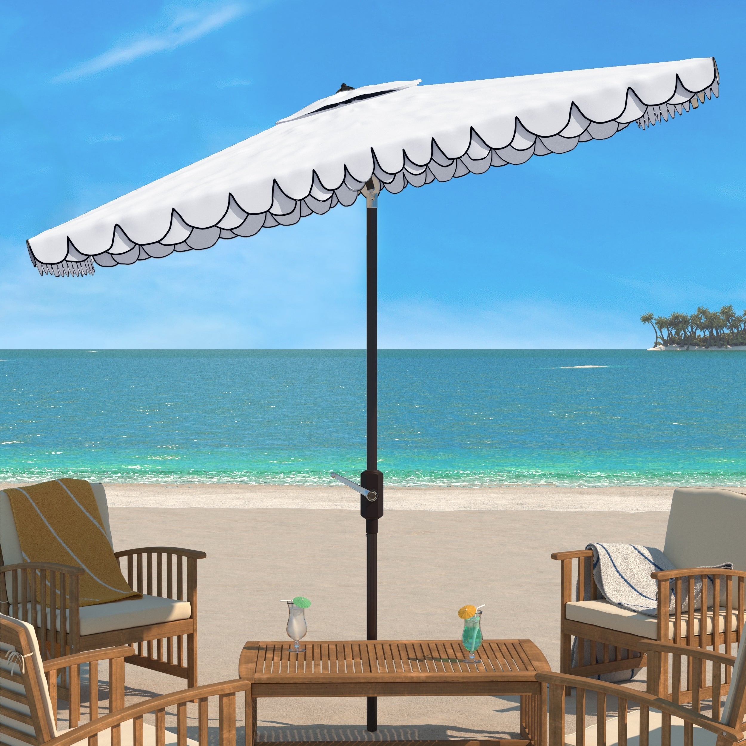 Ombrellone da esterno rettangolare SAFAVIEH Zariah 6'x10' con balza